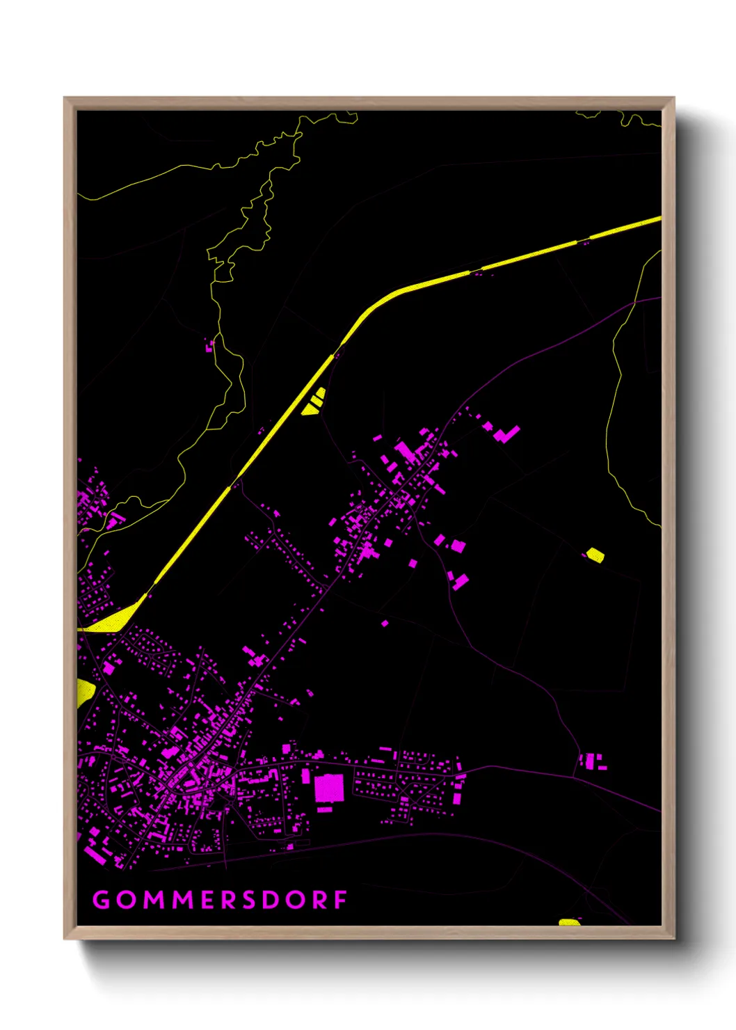 Une affiche de carte sur Gommersdorf