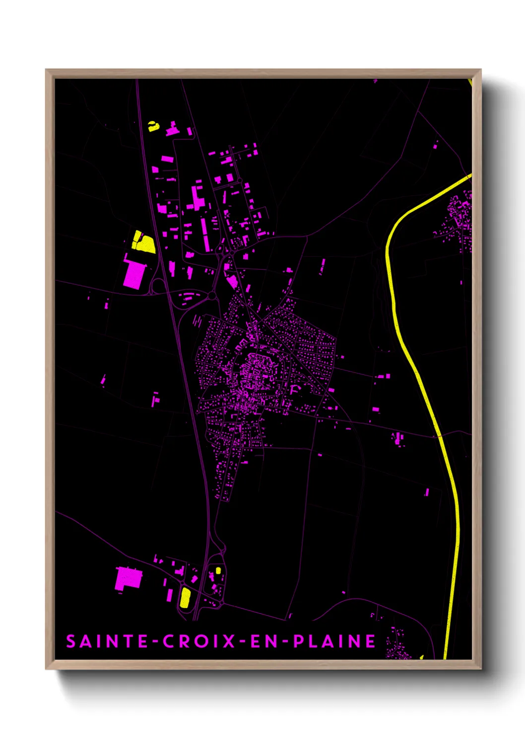 Une affiche de carte sur Sainte-Croix-en-Plaine