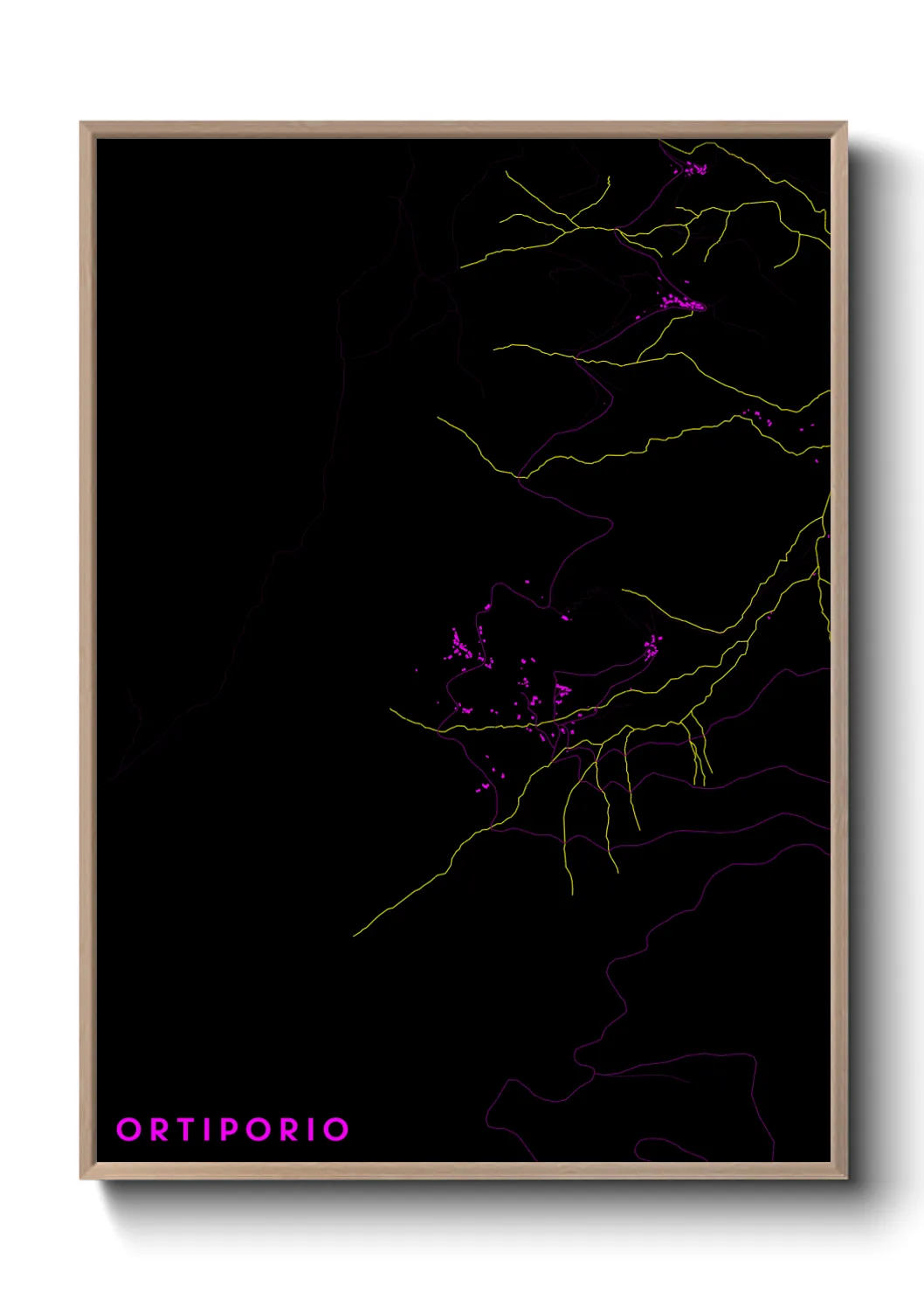Une affiche de carte sur Ortiporio