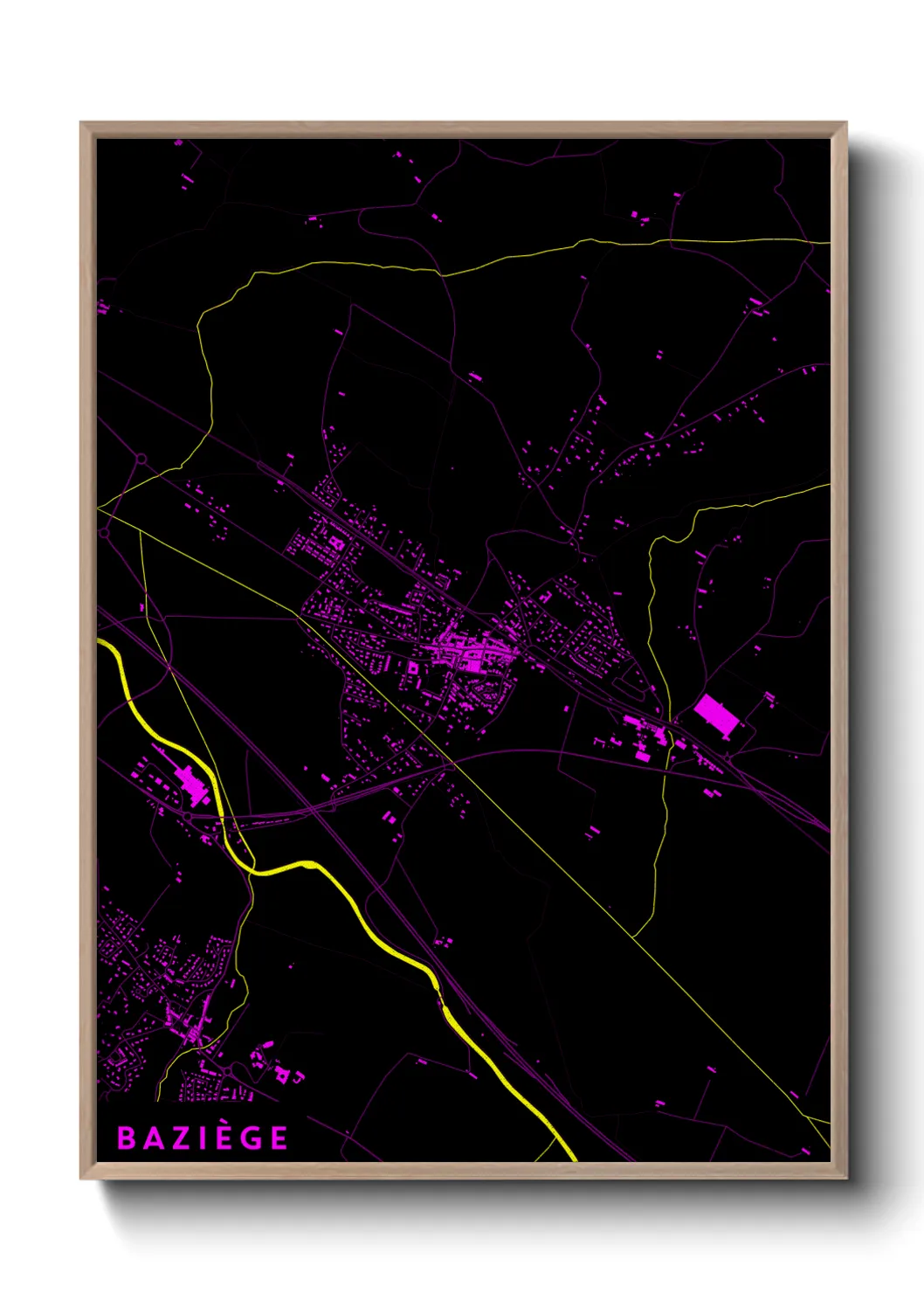 Une affiche de carte sur Baziège