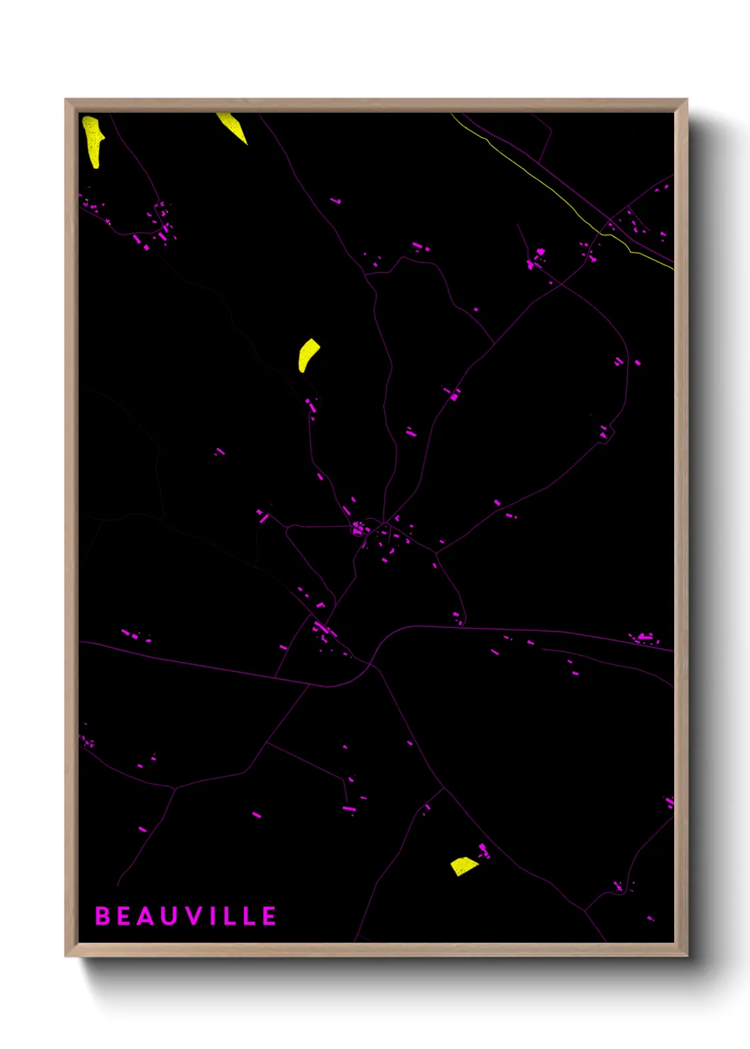 Une affiche de carte sur Beauville