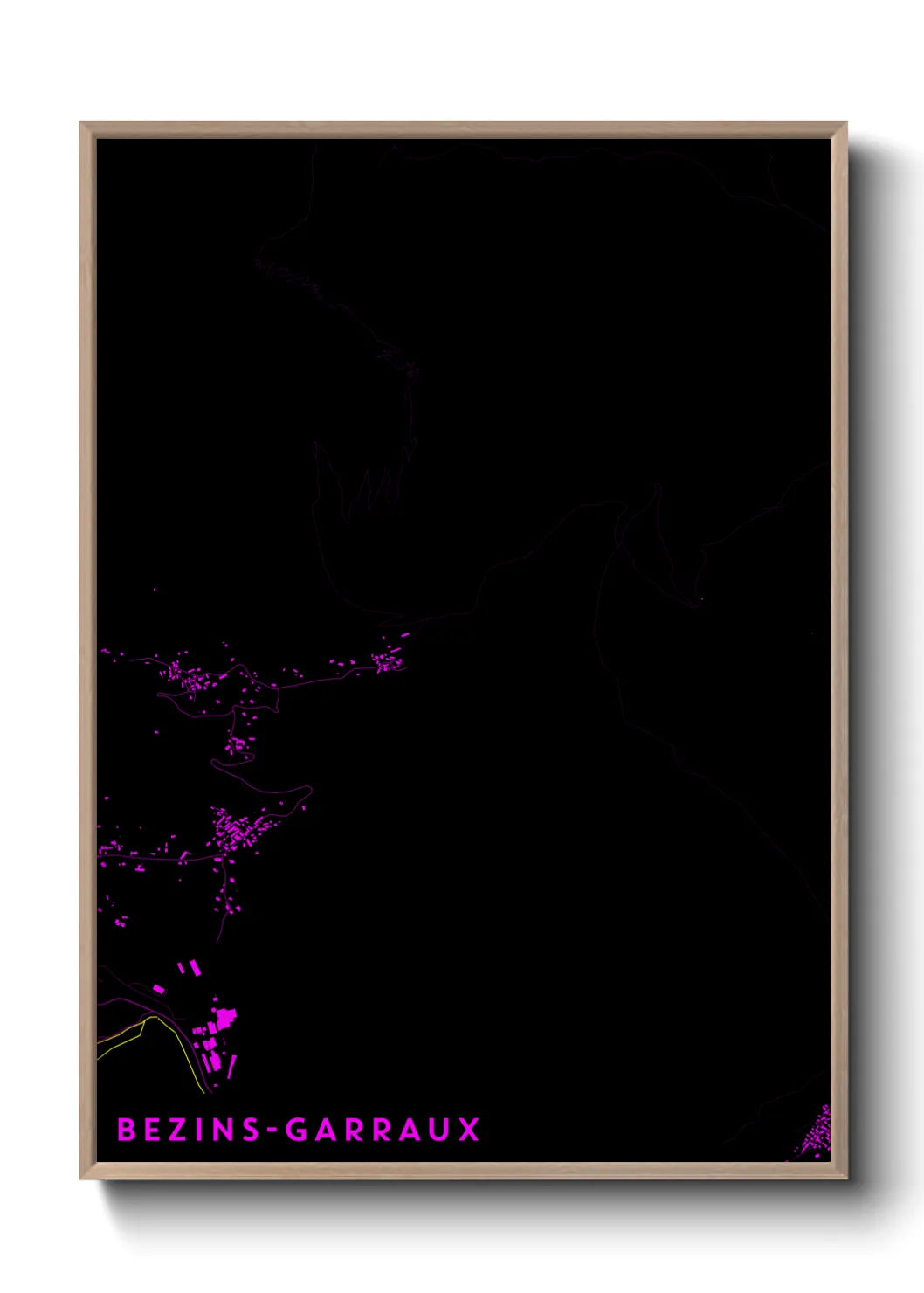 Une affiche de carte sur Bezins-Garraux