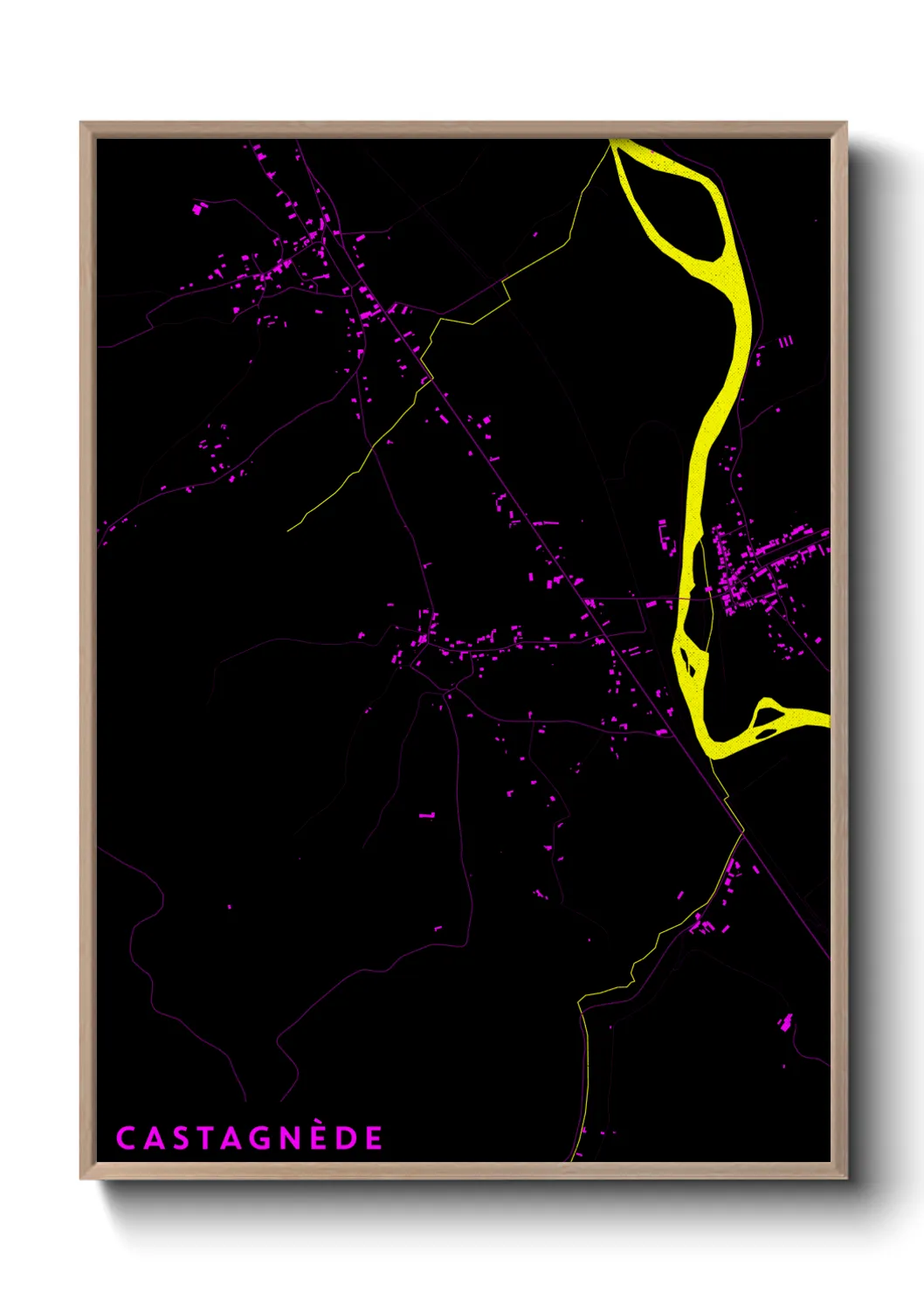 Une affiche de carte sur Castagnède