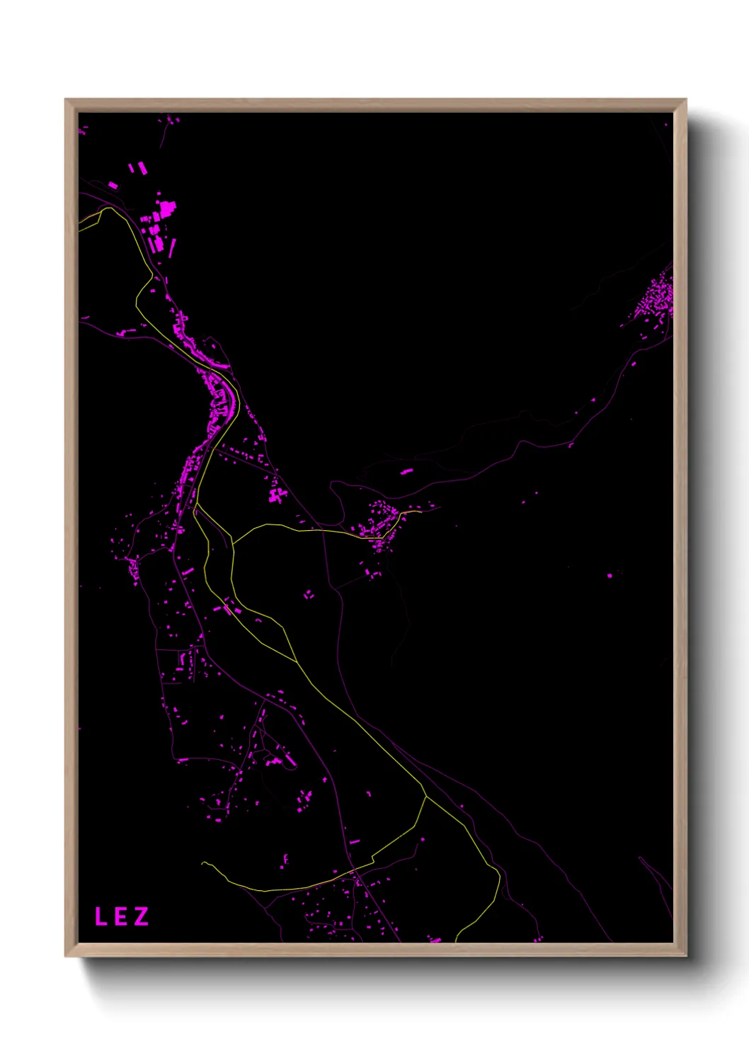 Une affiche de carte sur Lez