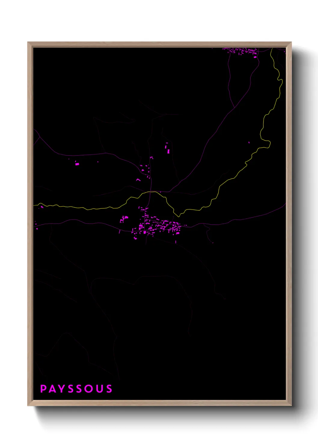 Une affiche de carte sur Payssous