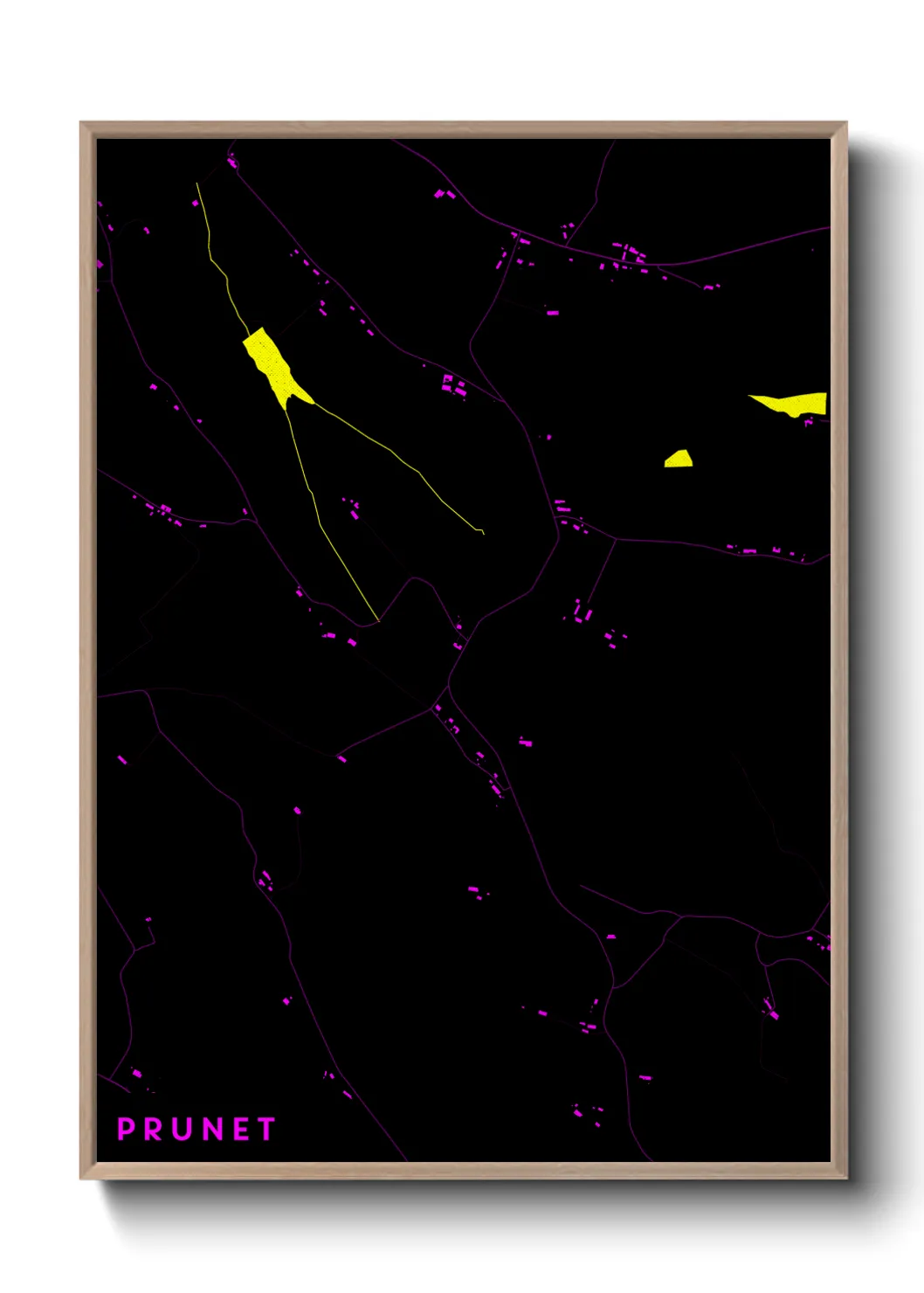 Une affiche de carte sur Prunet