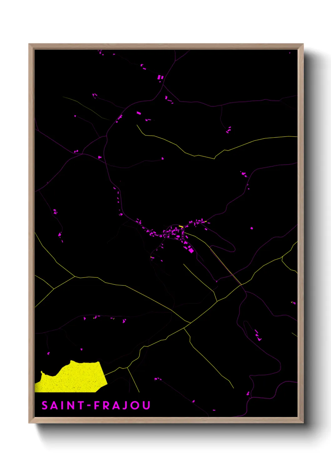 Une affiche de carte sur Saint-Frajou