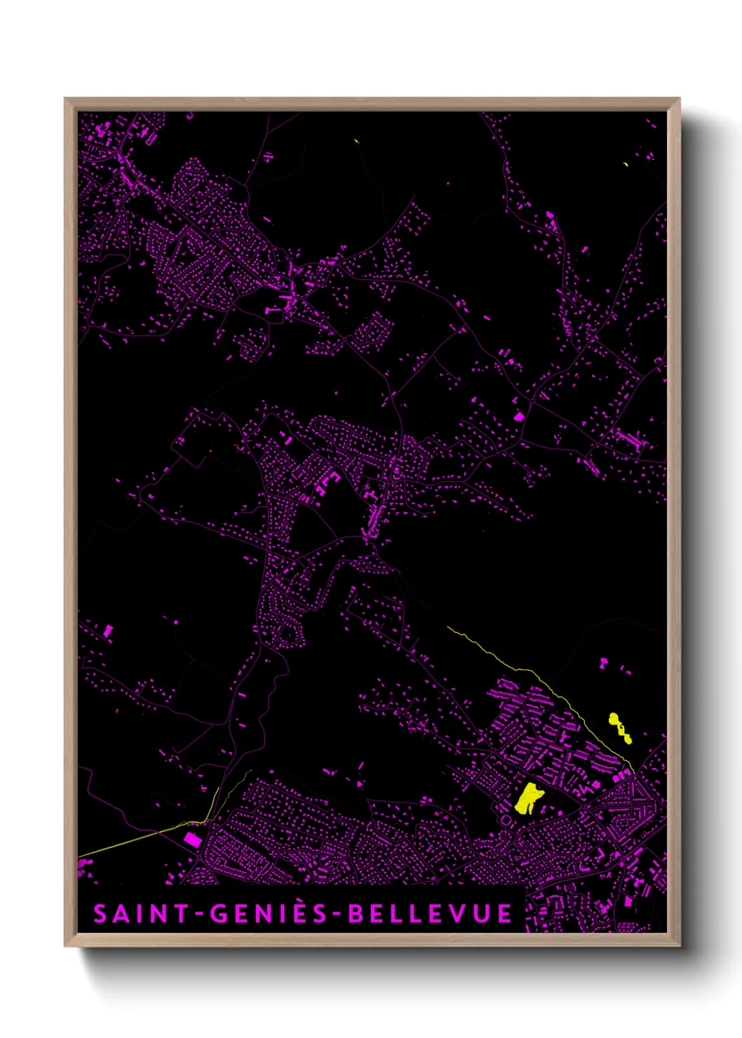 Une affiche de carte sur Saint-Geniès-Bellevue