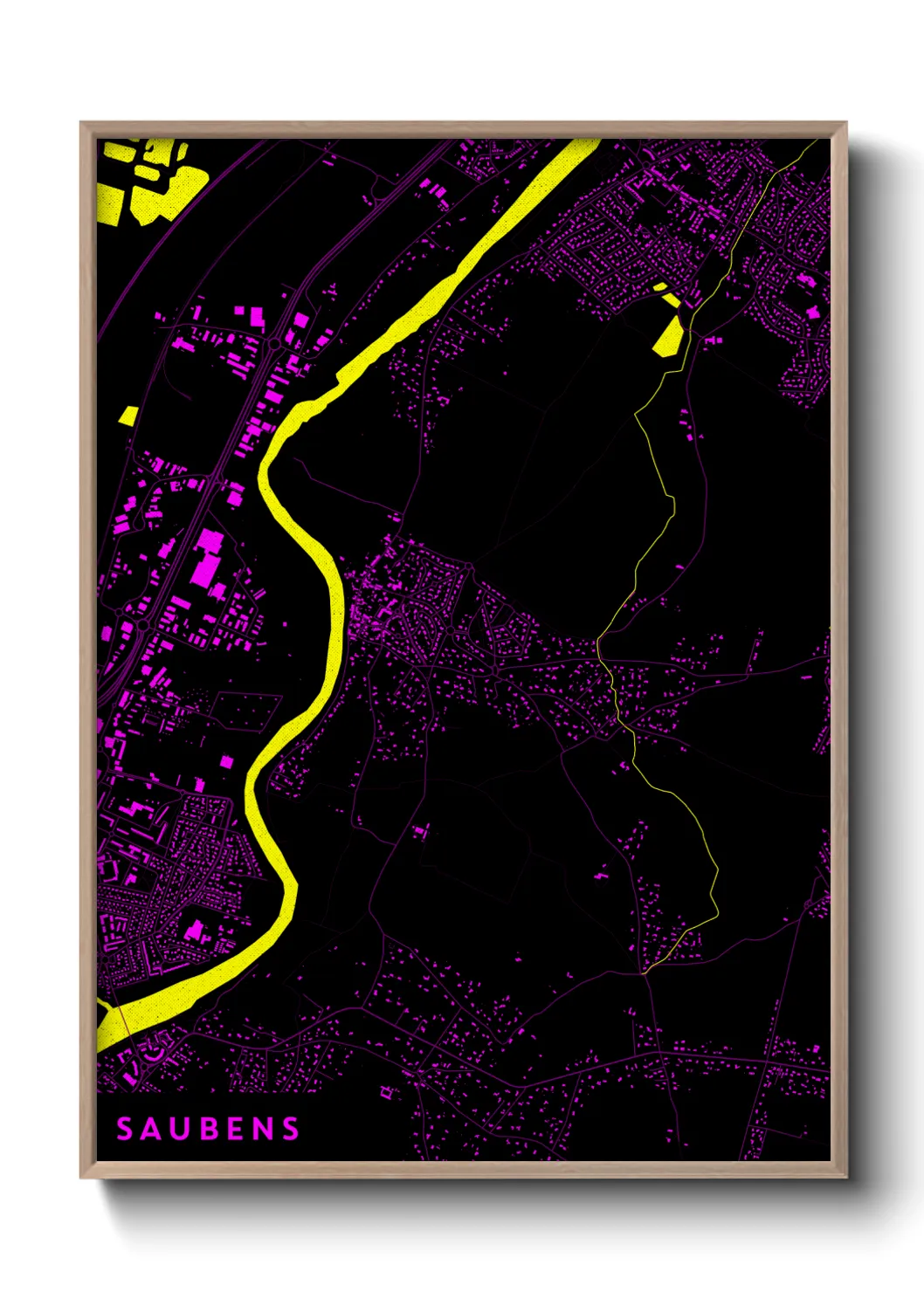 Une affiche de carte sur Saubens