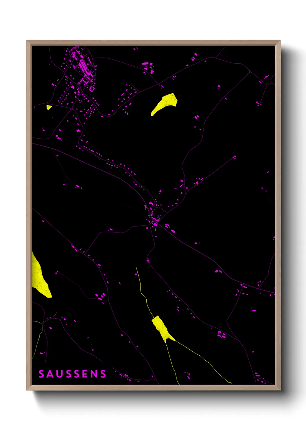 Une affiche de carte sur Saussens