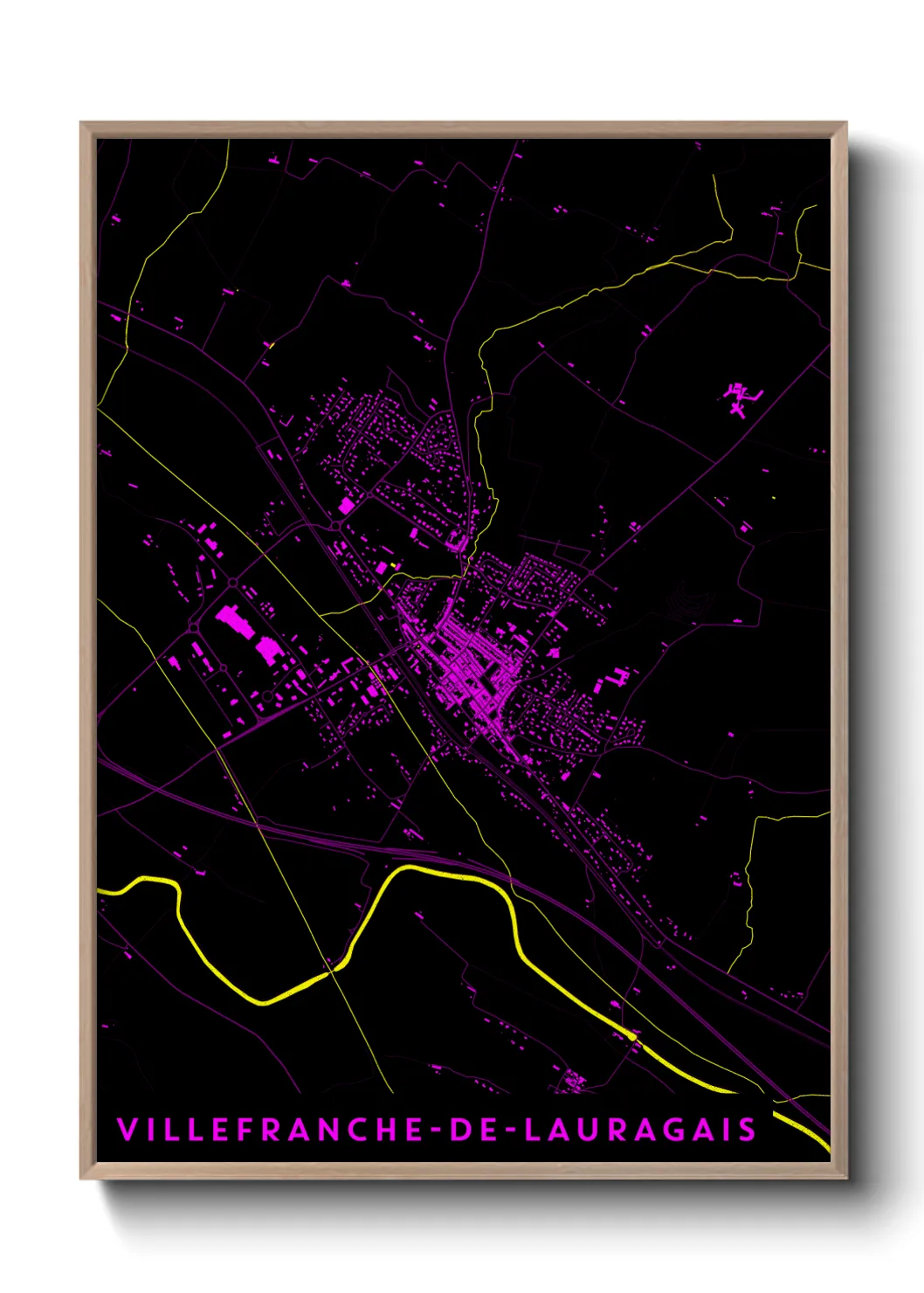 Une affiche de carte sur Villefranche-de-Lauragais