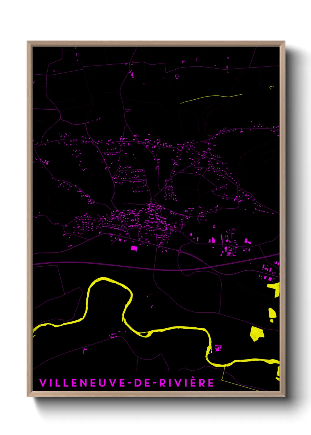 Une affiche de carte sur Villeneuve-de-Rivière