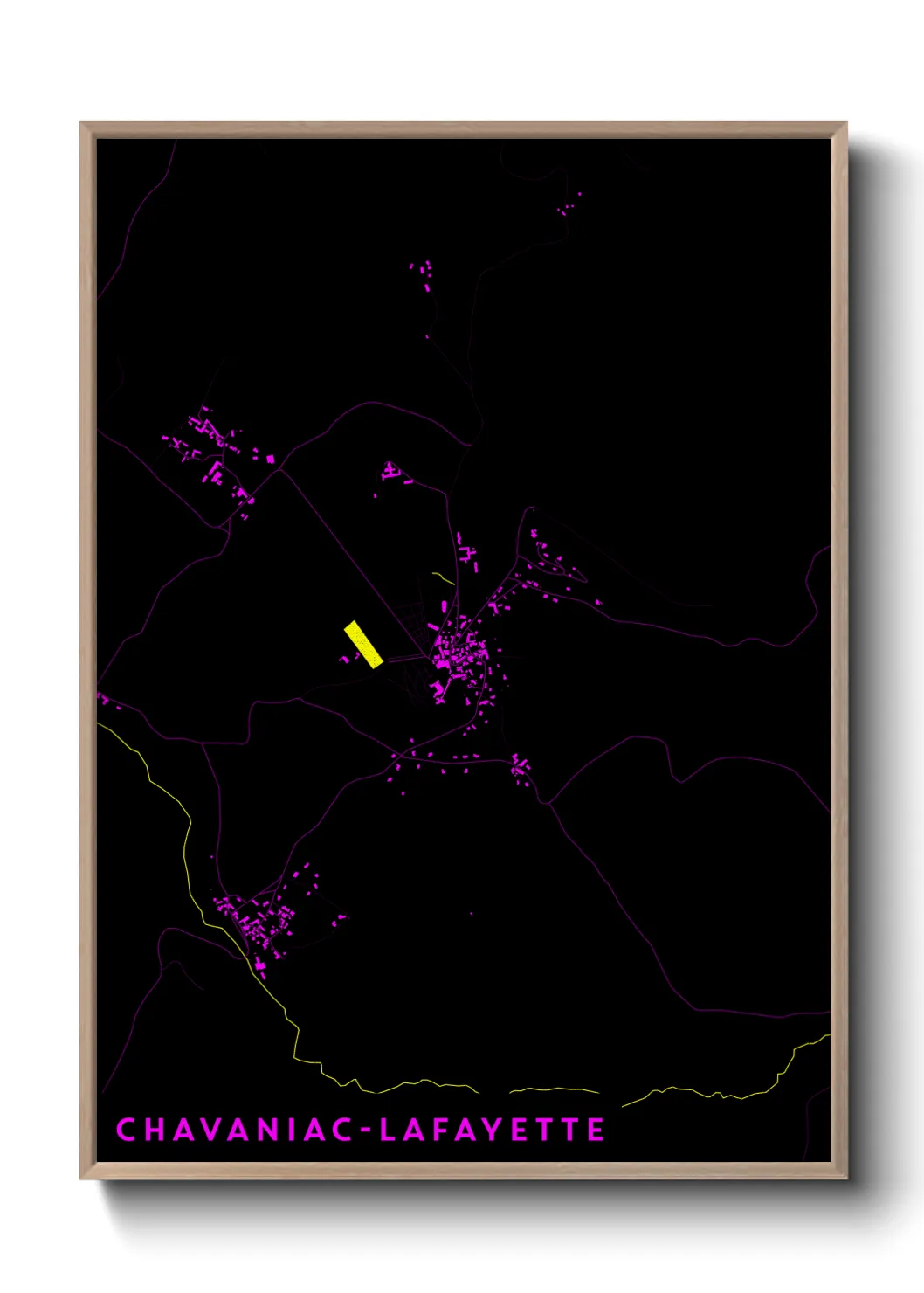 Une affiche de carte sur Chavaniac-Lafayette