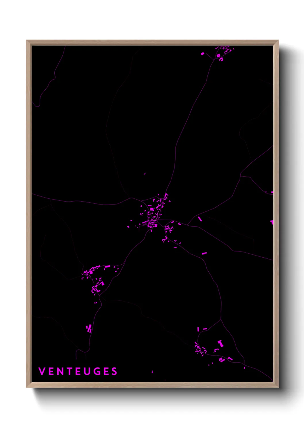 Une affiche de carte sur Venteuges