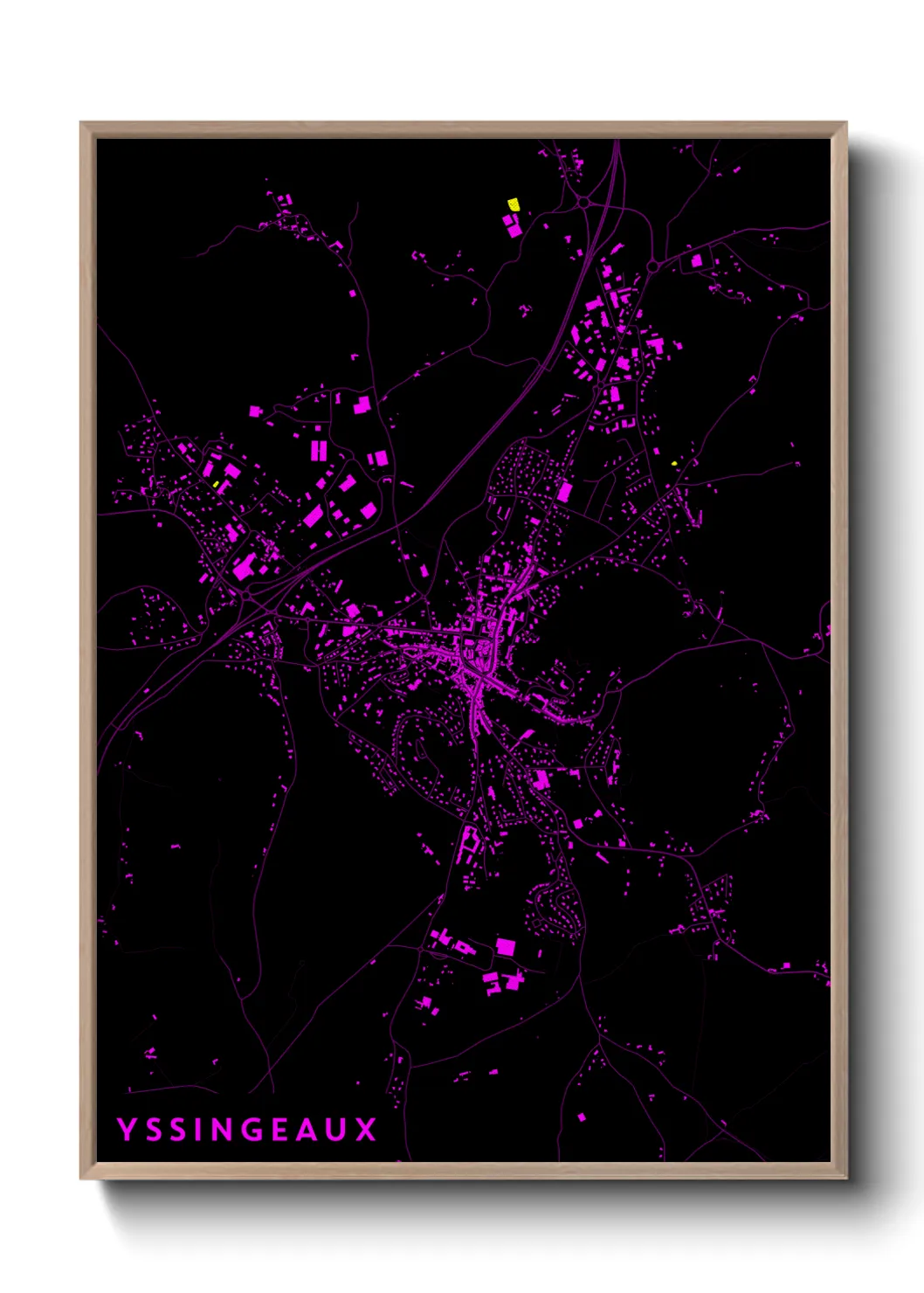 Une affiche de carte sur Yssingeaux