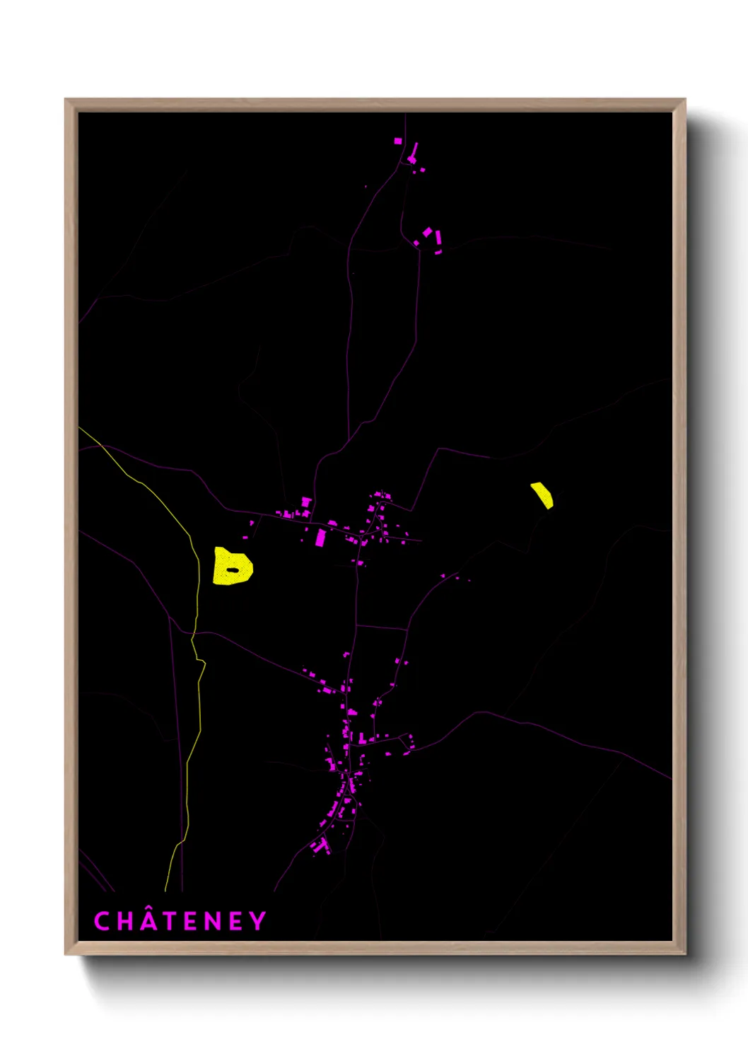Une affiche de carte sur Châteney