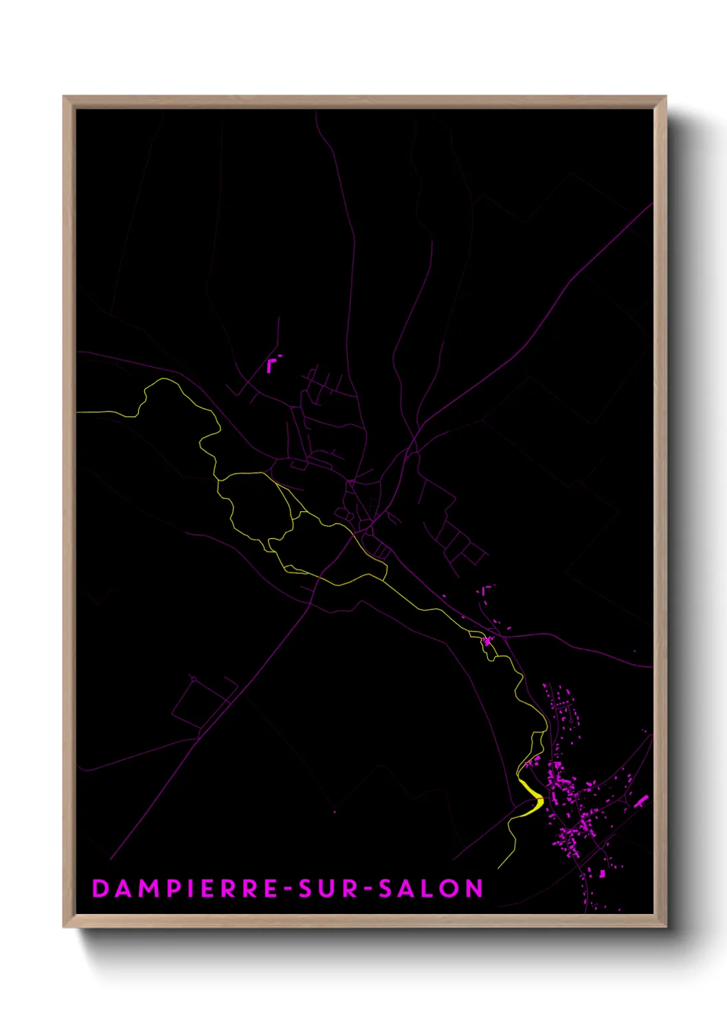 Une affiche de carte sur Dampierre-sur-Salon
