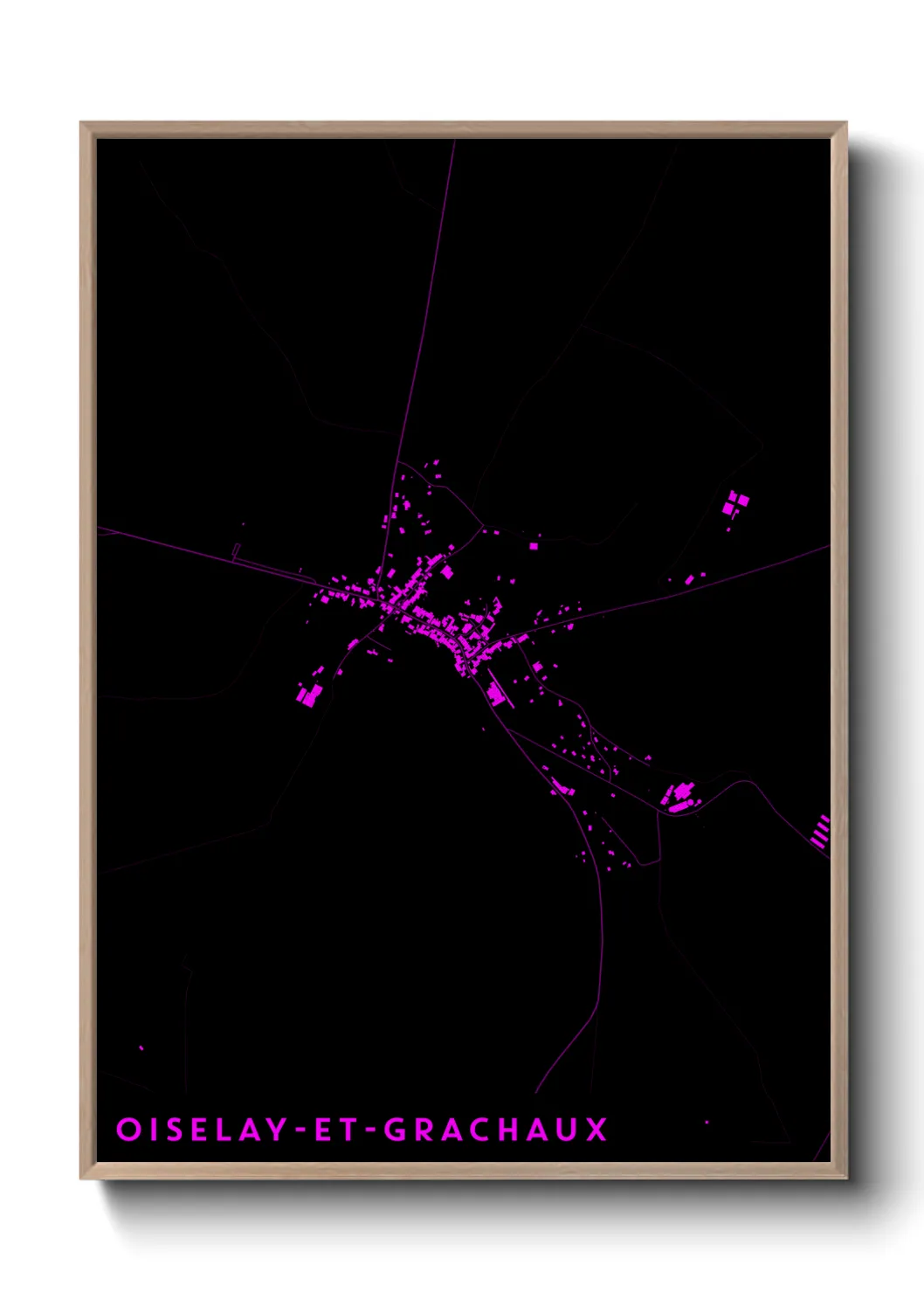Une affiche de carte sur Oiselay-et-Grachaux