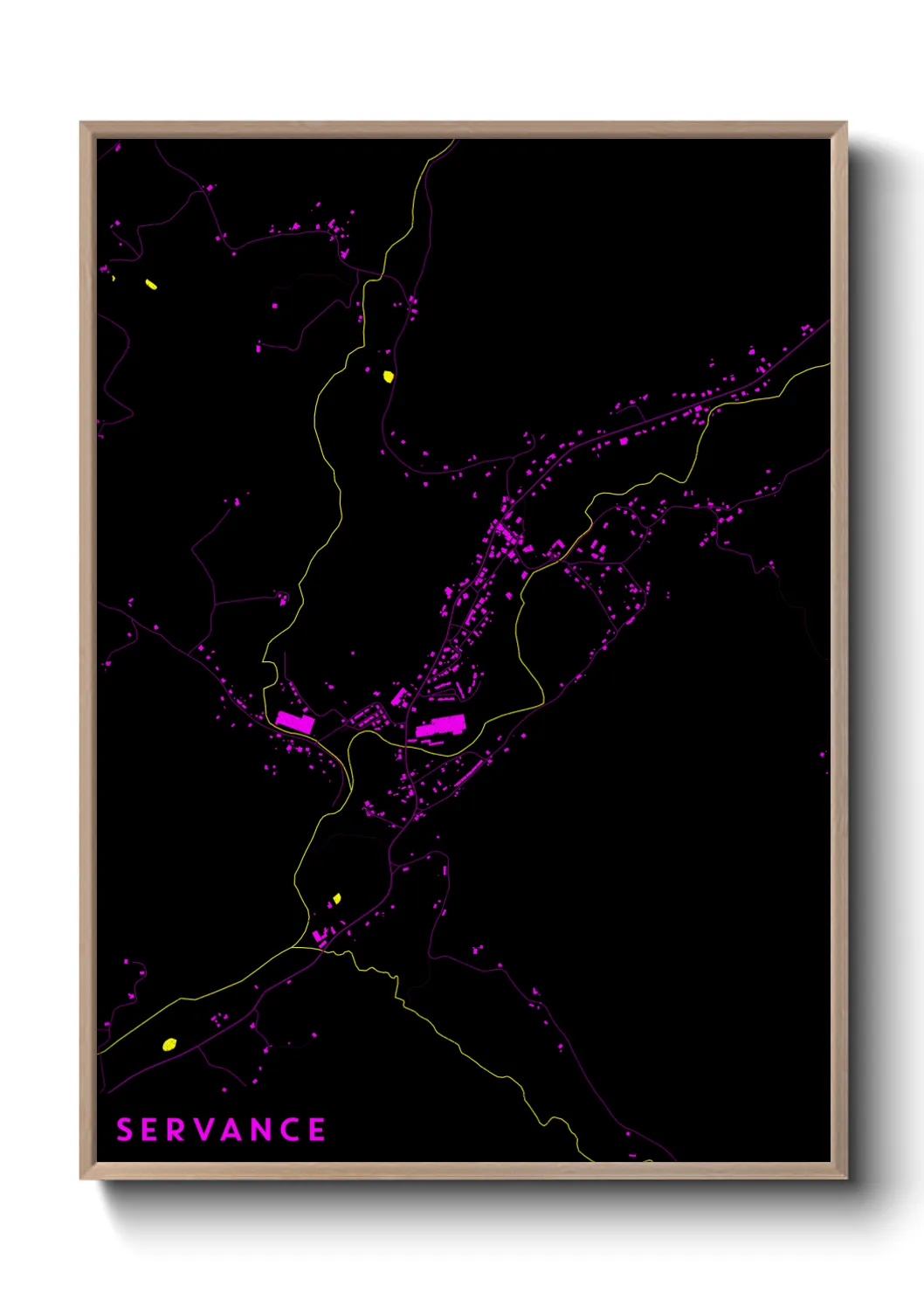 Une affiche de carte sur Servance