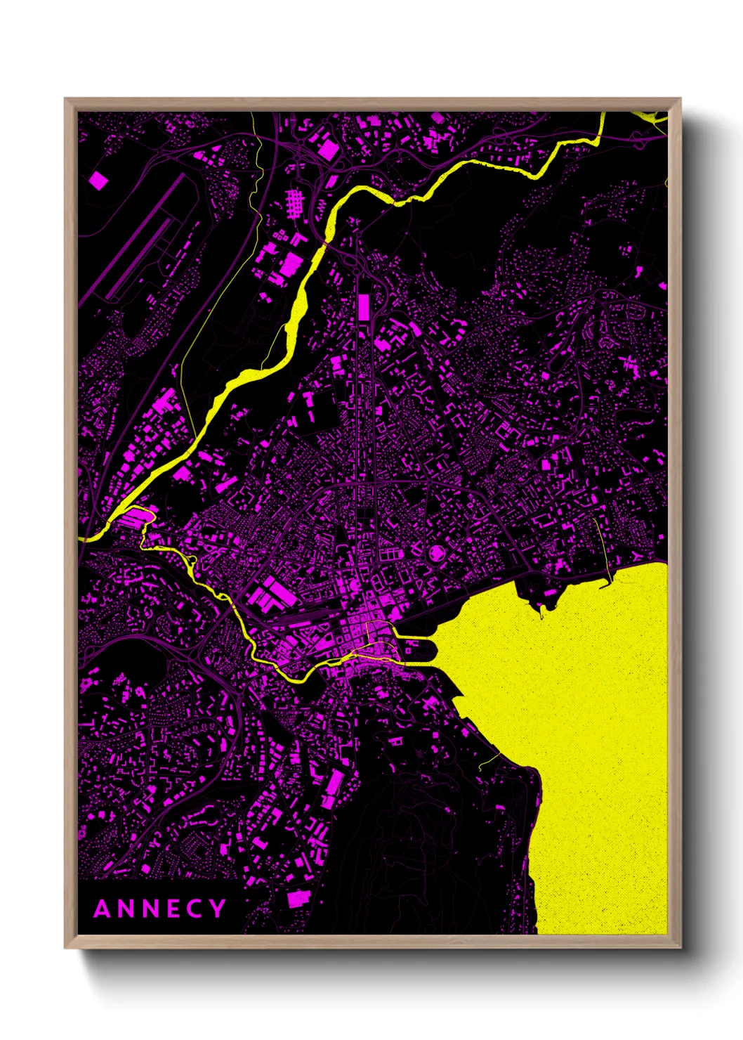 Une affiche de carte sur Annecy
