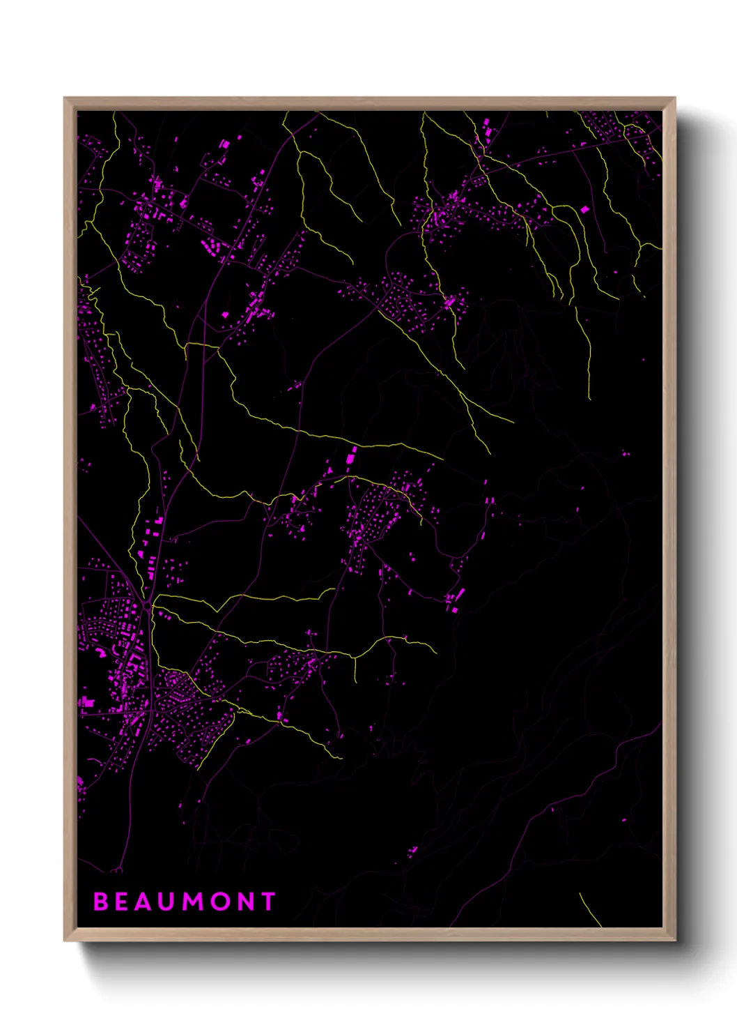 Une affiche de carte sur Beaumont