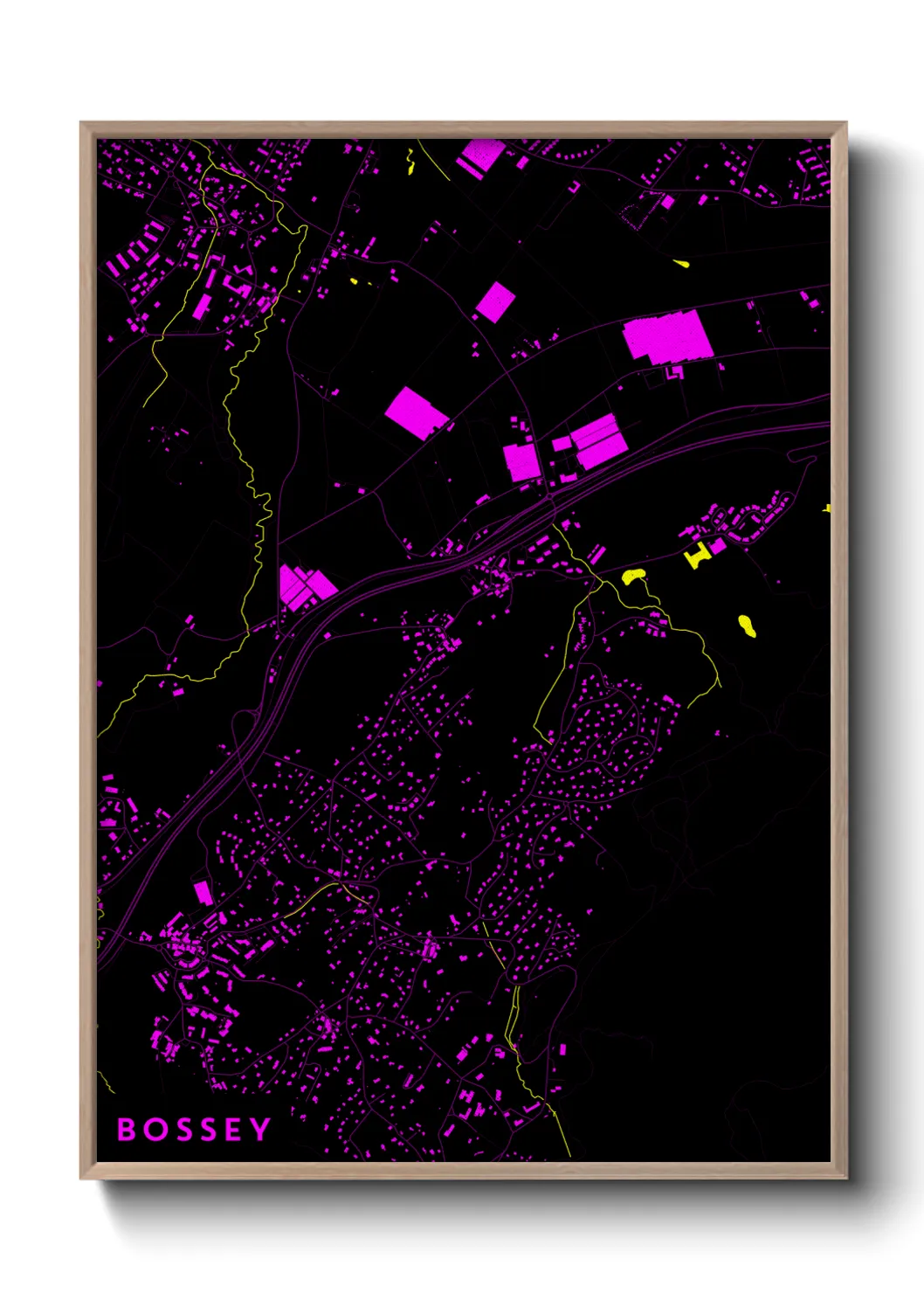 Une affiche de carte sur Bossey