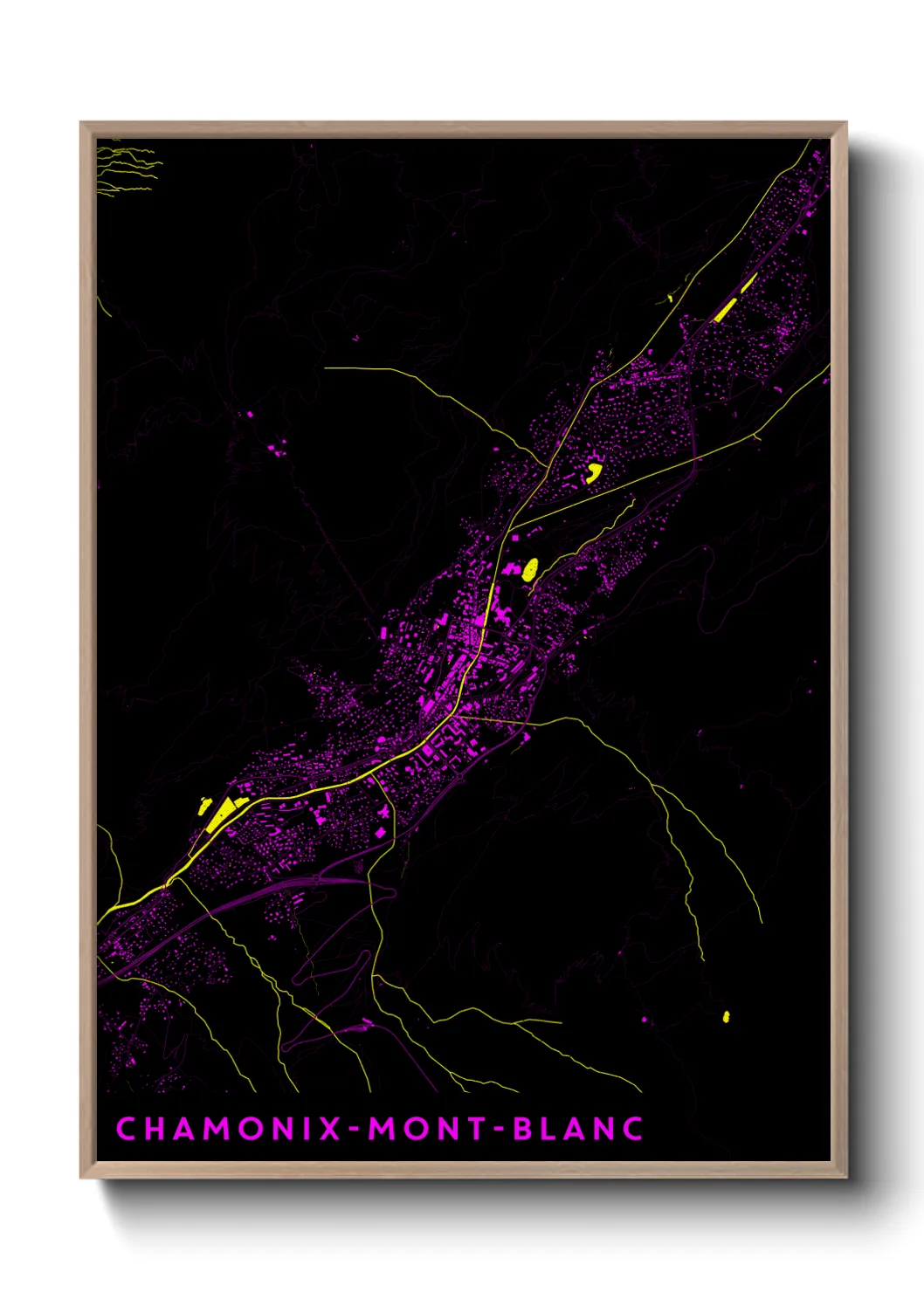Une affiche de carte sur Chamonix-Mont-Blanc