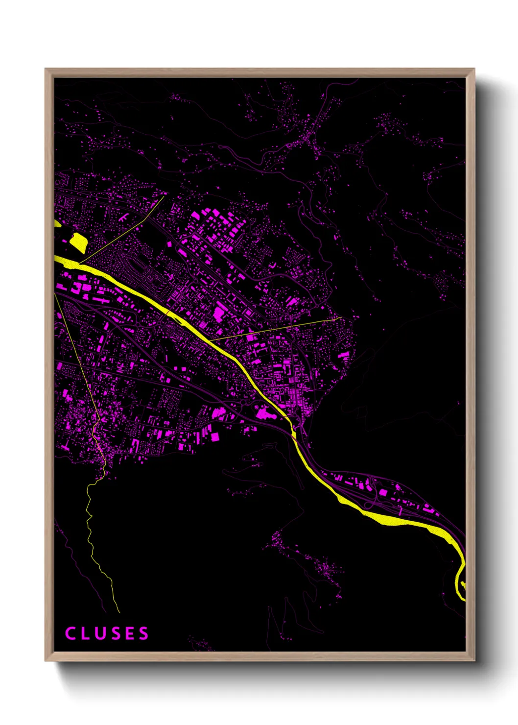 Une affiche de carte sur Cluses