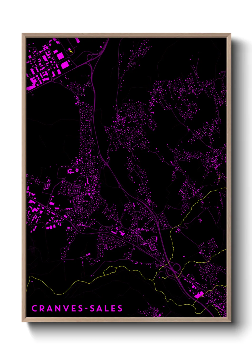 Une affiche de carte sur Cranves-Sales