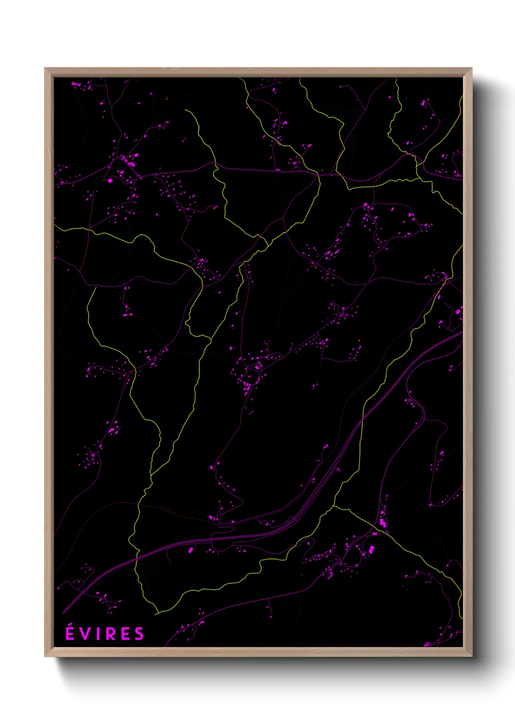 Une affiche de carte sur Évires