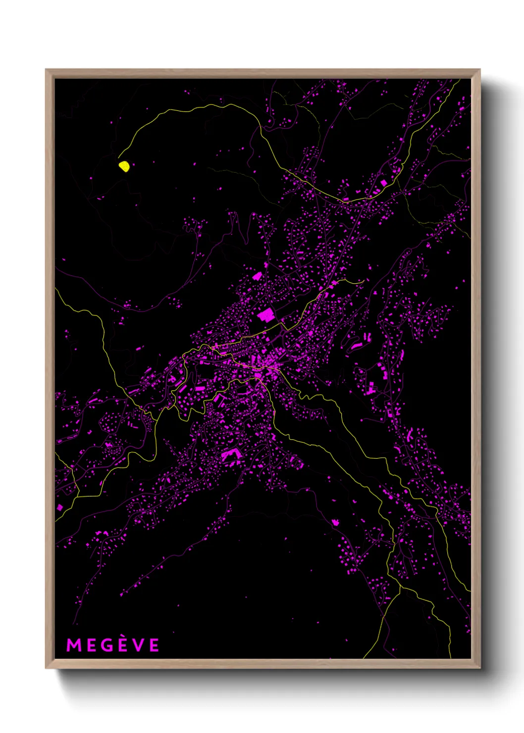 Une affiche de carte sur Megève