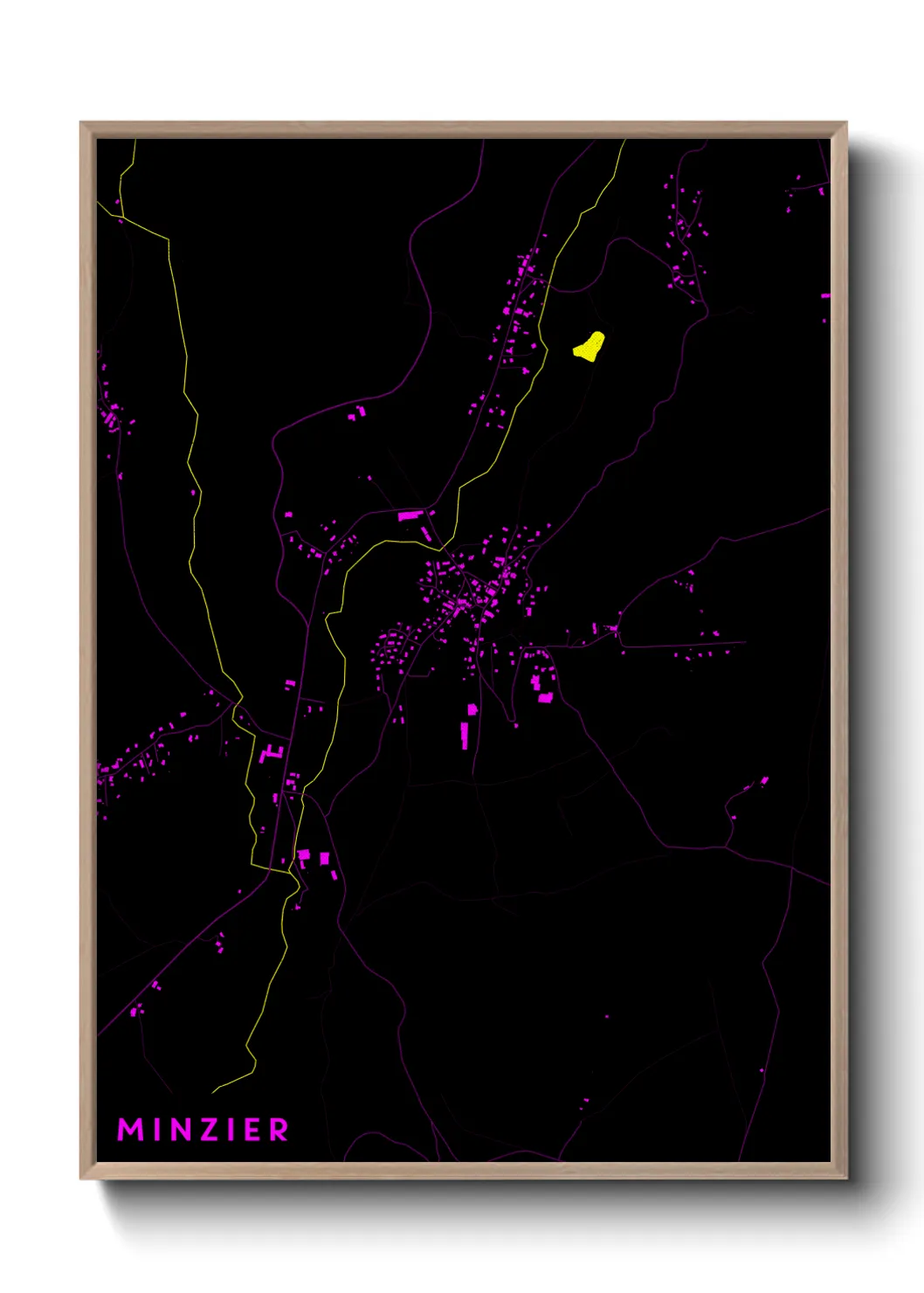 Une affiche de carte sur Minzier