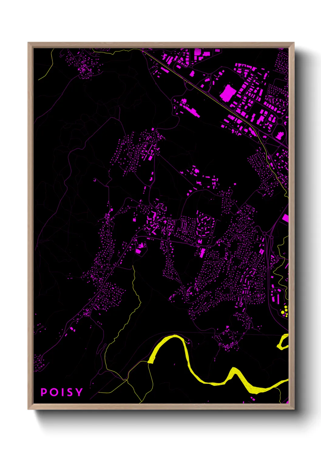 Une affiche de carte sur Poisy