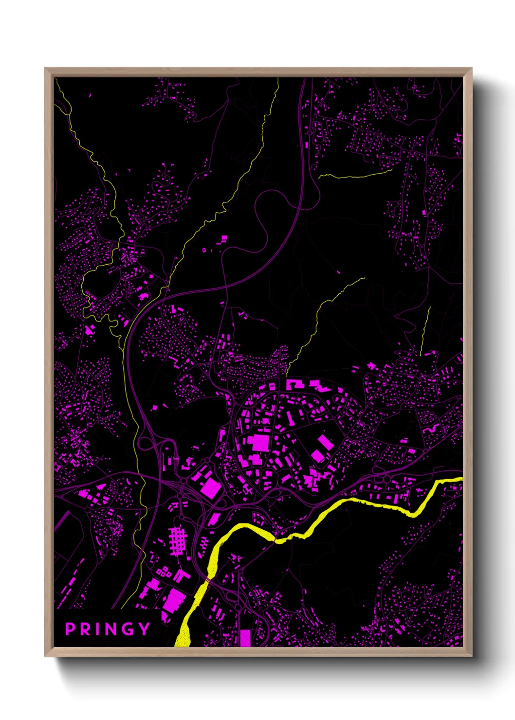 Une affiche de carte sur Pringy