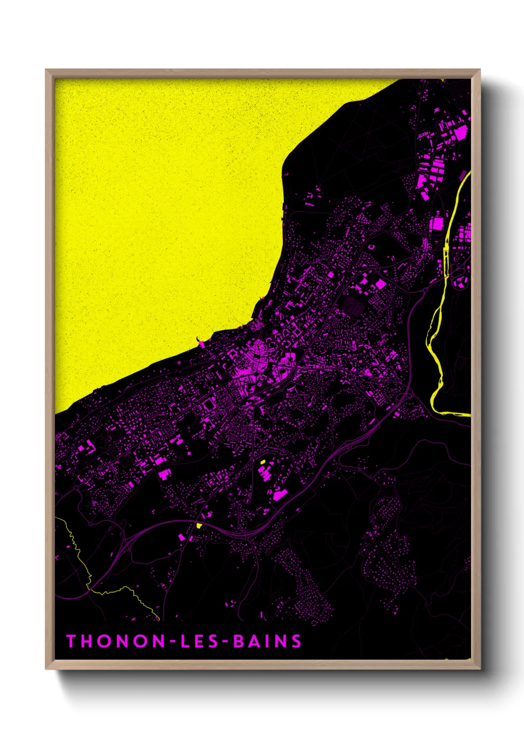 Une affiche de carte sur Thonon-les-Bains