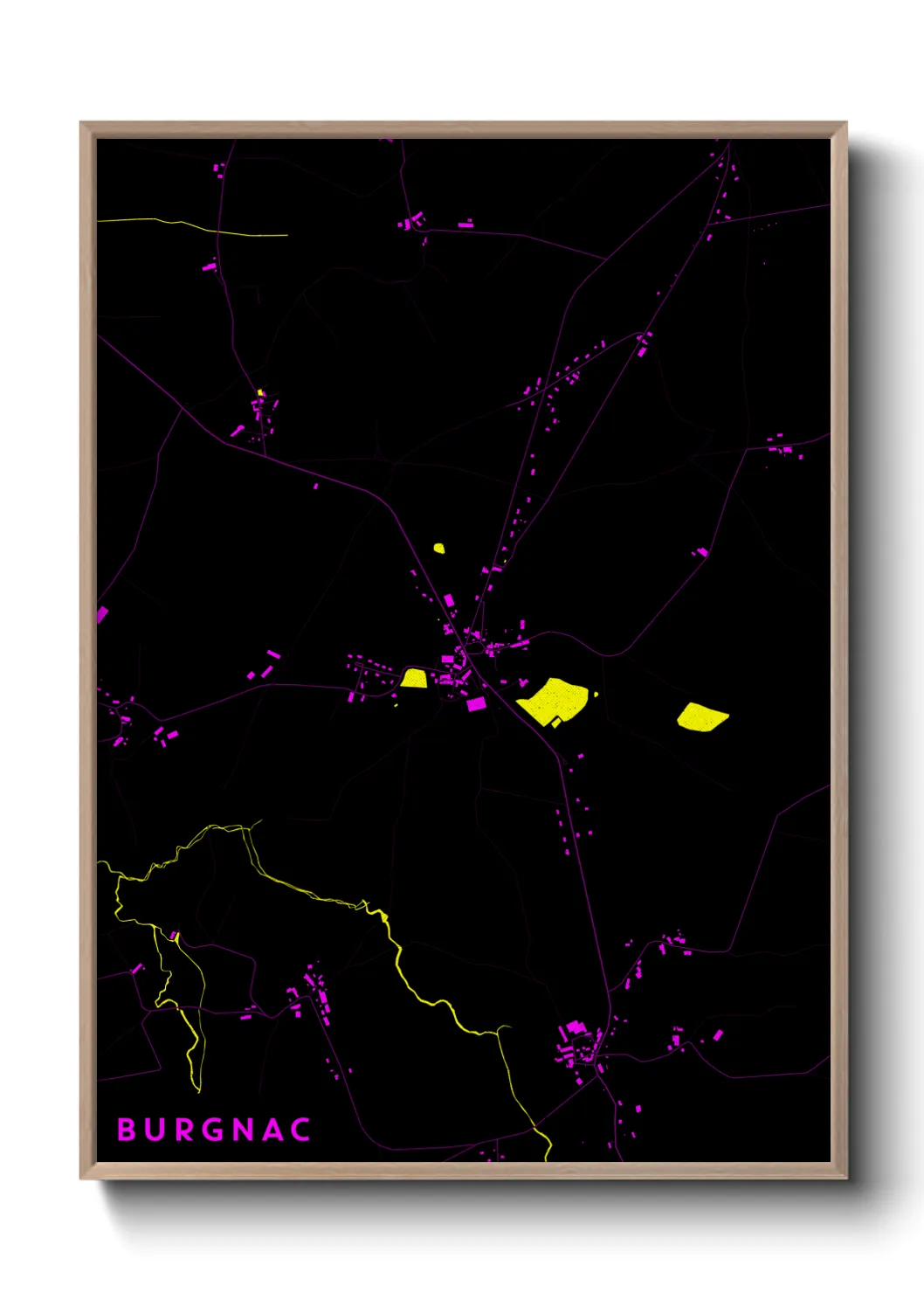 Une affiche de carte sur Burgnac