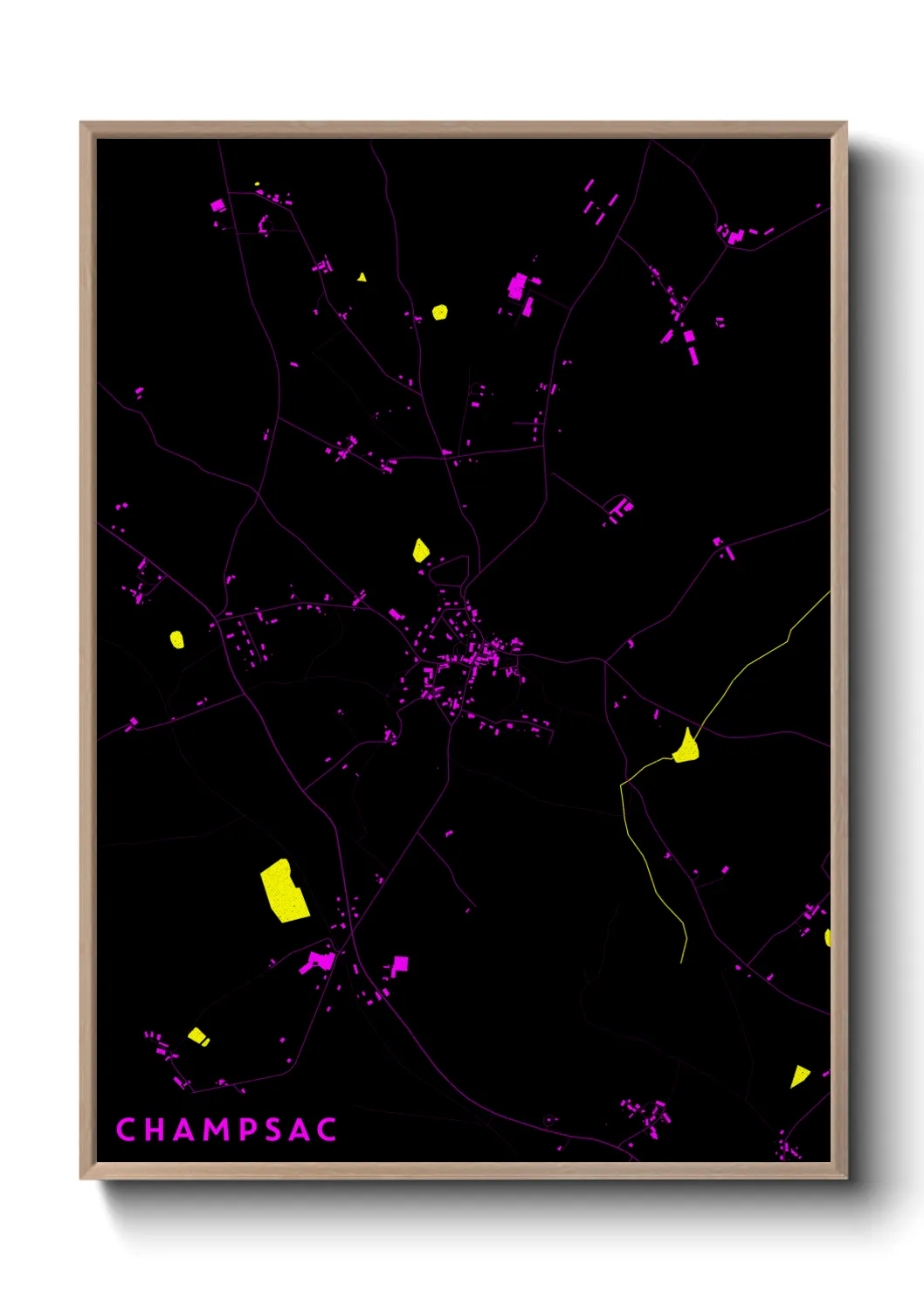 Une affiche de carte sur Champsac