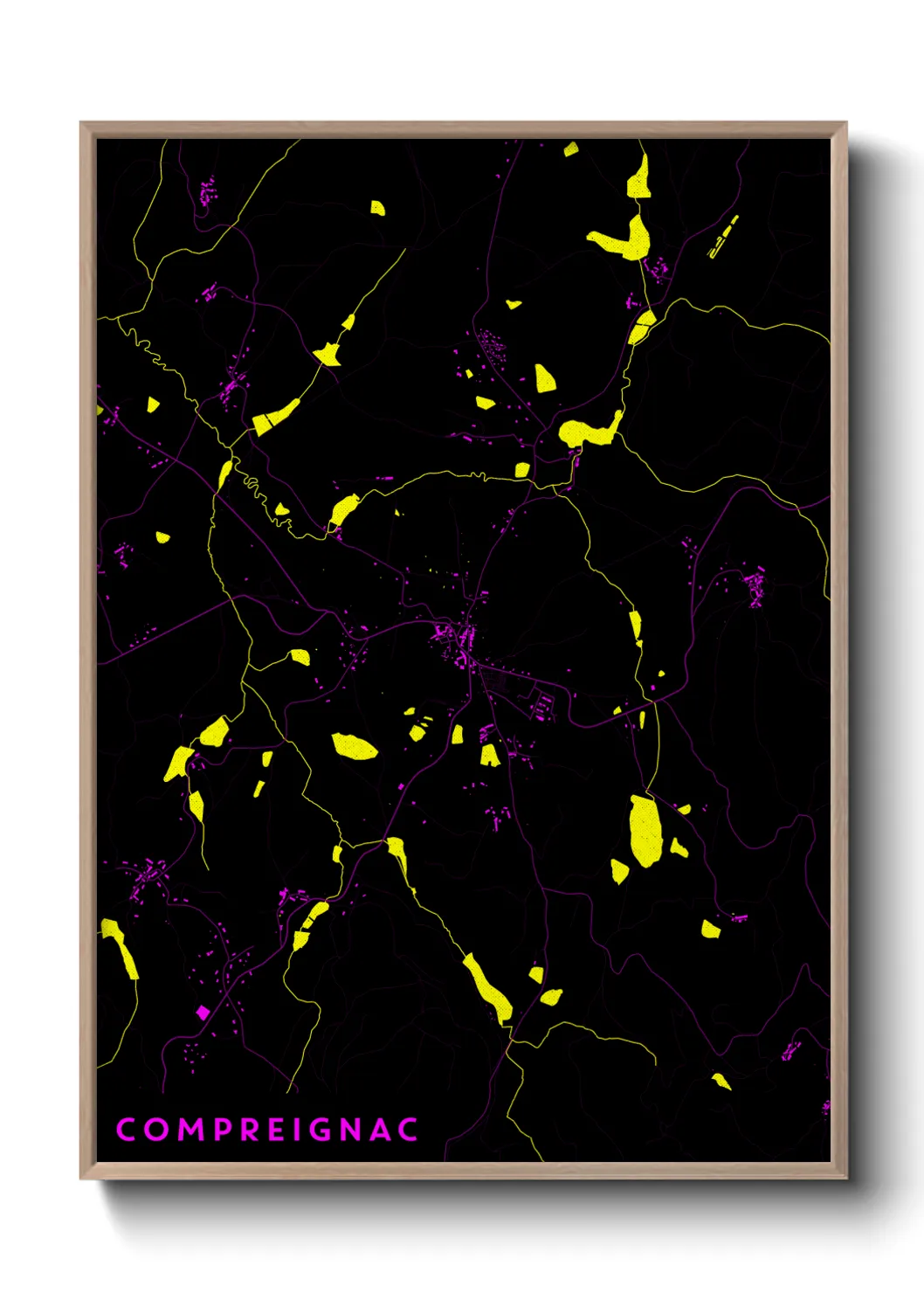 Une affiche de carte sur Compreignac