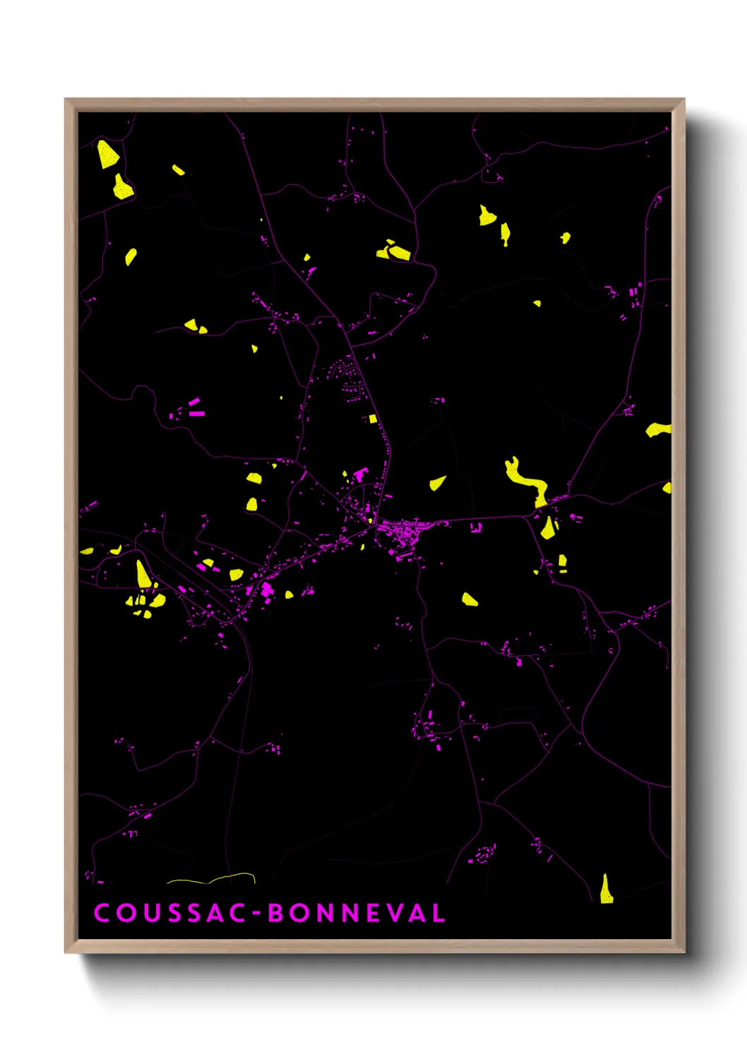 Une affiche de carte sur Coussac-Bonneval