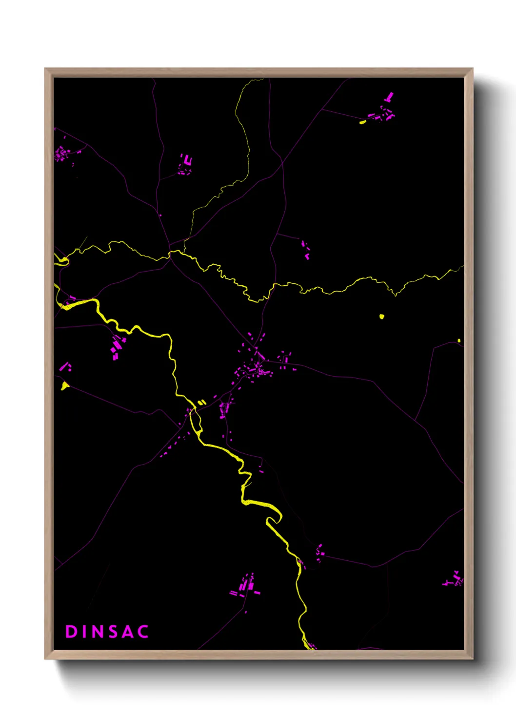 Une affiche de carte sur Dinsac