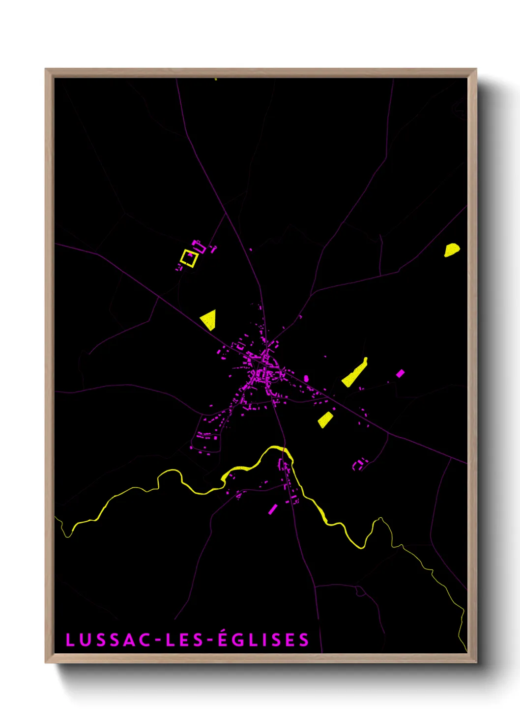 Une affiche de carte sur Lussac-les-Églises