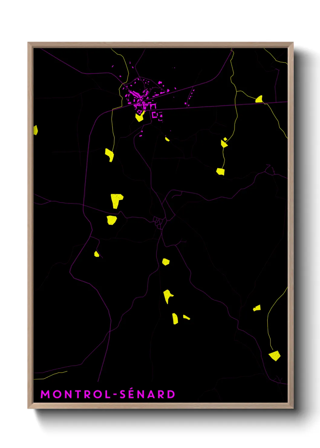 Une affiche de carte sur Montrol-Sénard