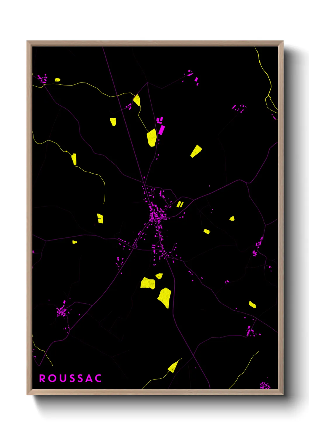 Une affiche de carte sur Roussac