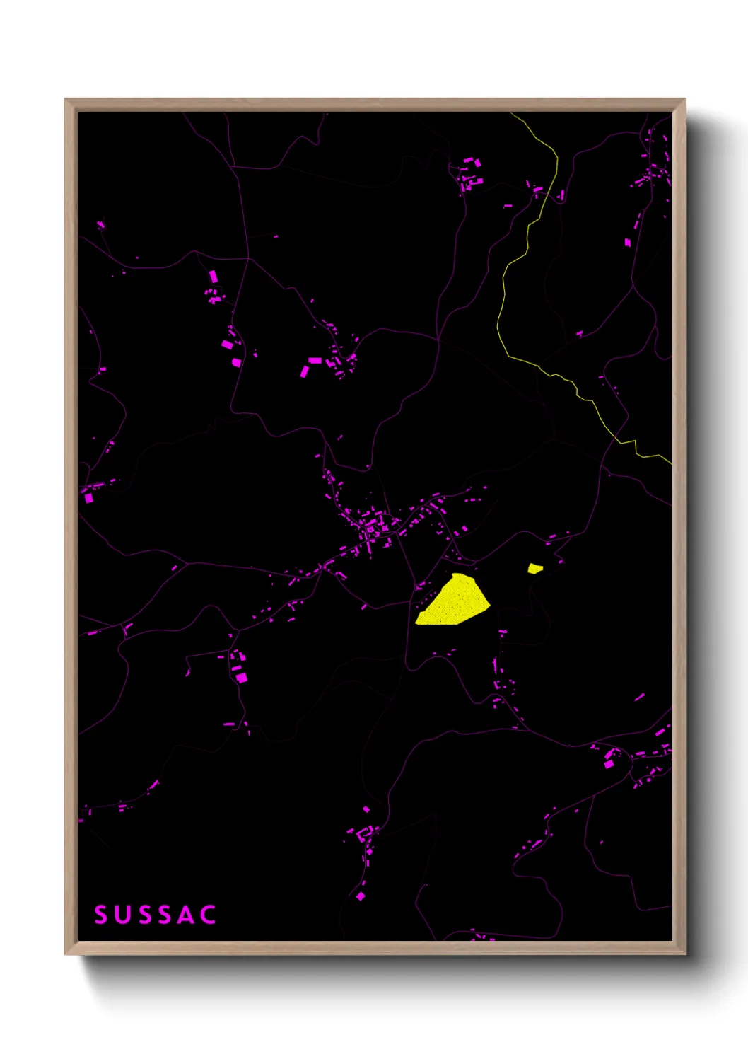 Une affiche de carte sur Sussac