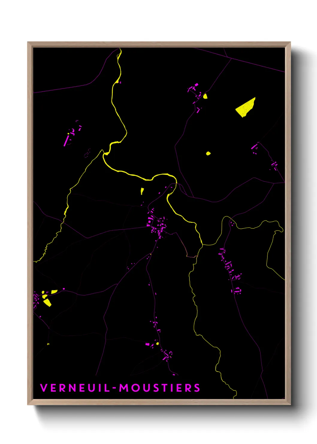 Une affiche de carte sur Verneuil-Moustiers