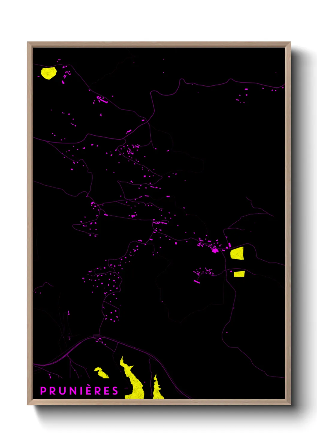 Une affiche de carte sur Prunières