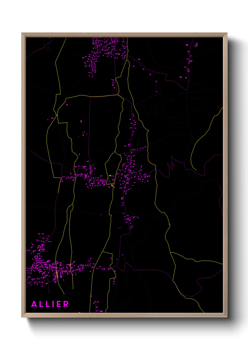 Une affiche de carte sur Allier