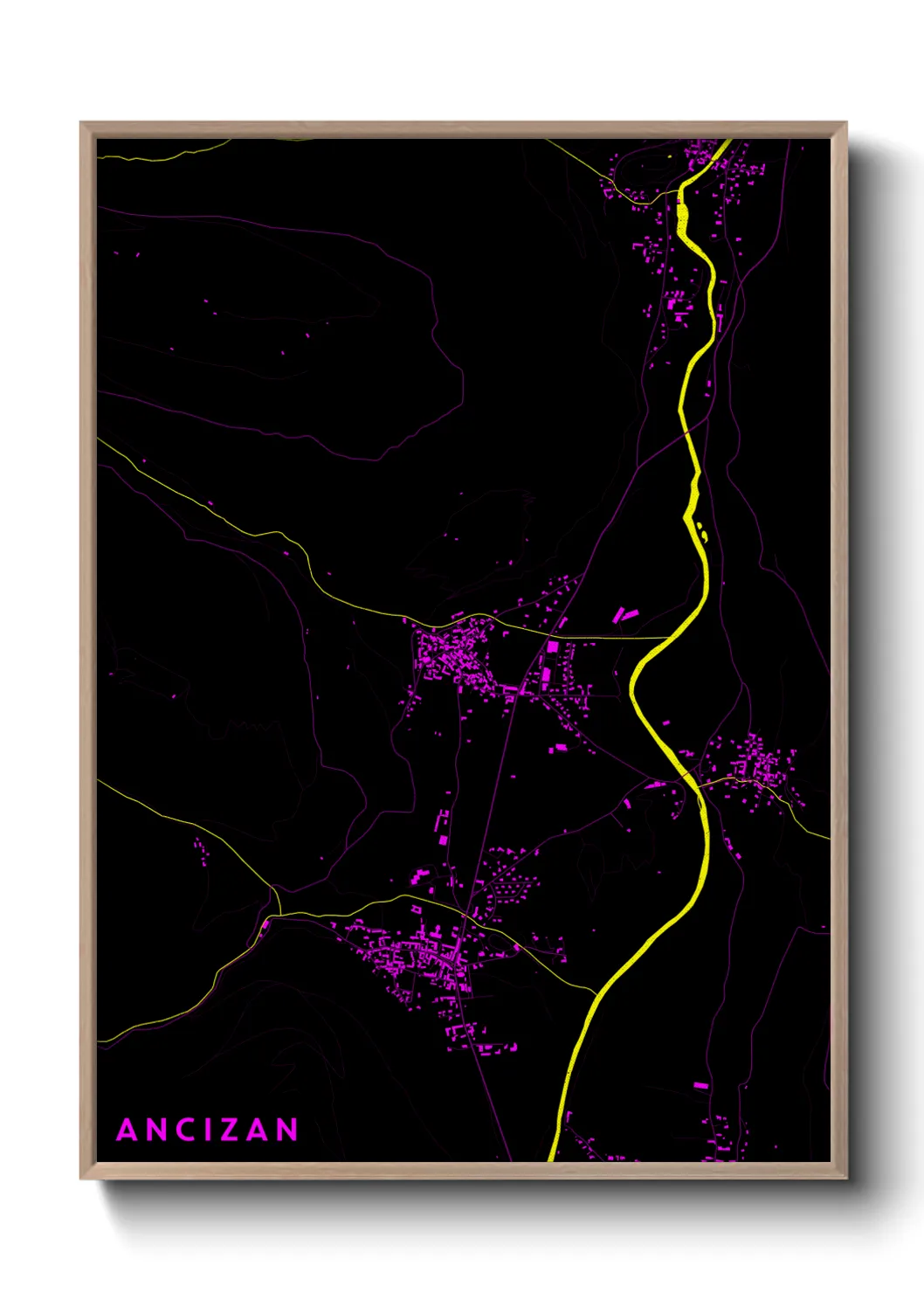 Une affiche de carte sur Ancizan
