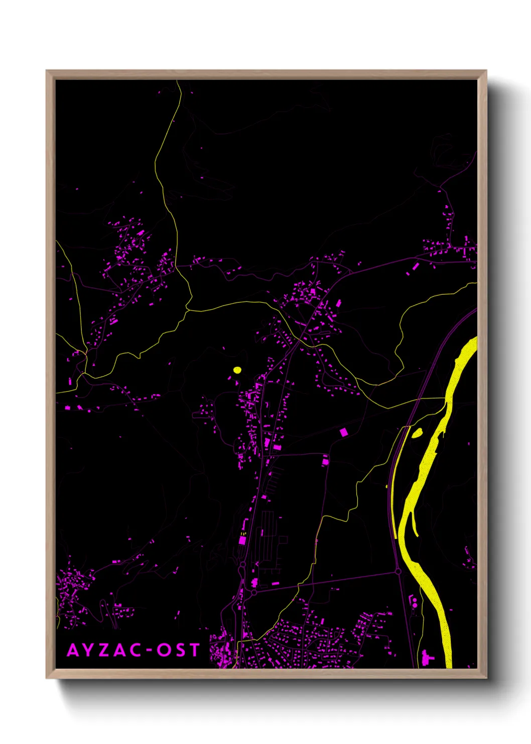 Une affiche de carte sur Ayzac-Ost