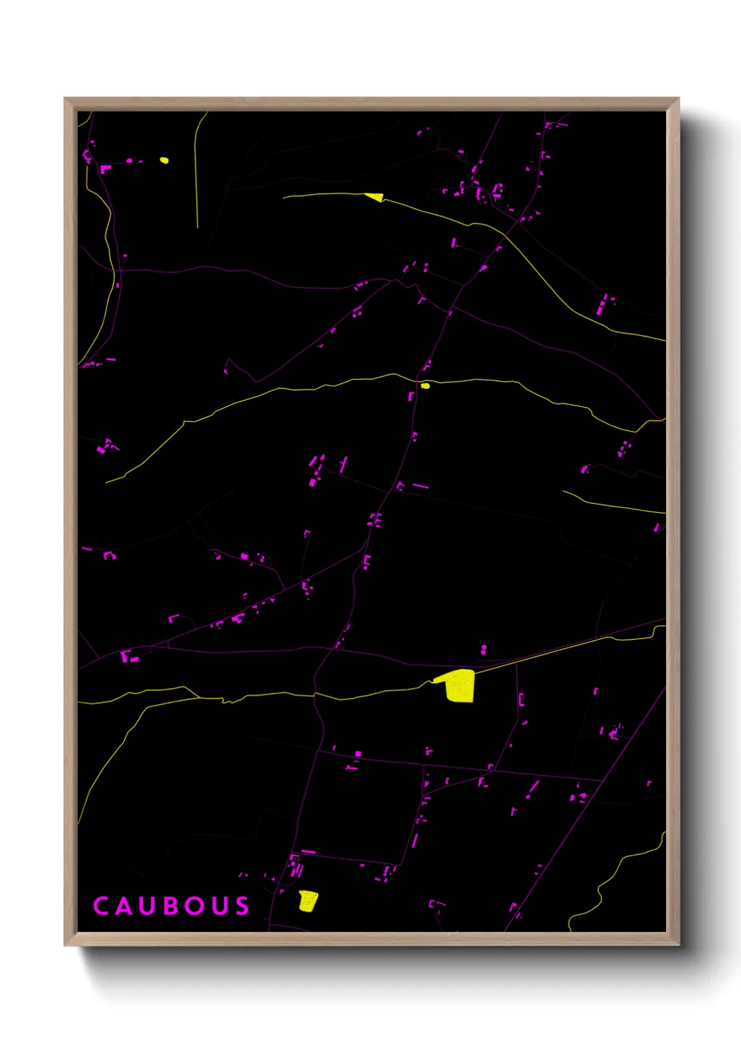 Une affiche de carte sur Caubous